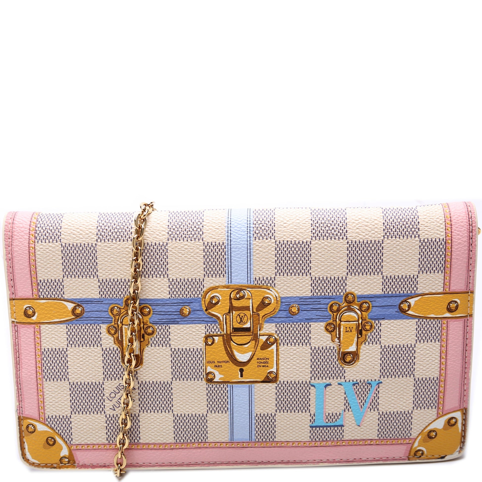 Louis Vuitton Pochette Weekend Summer Trunks Damier Azur