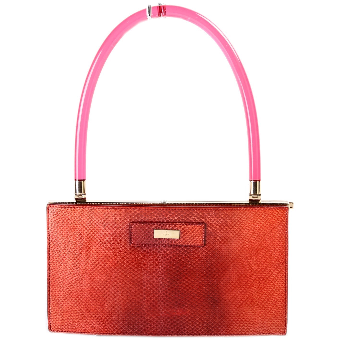 Gucci Tom Ford Lucite Top Handle Lizard Bag