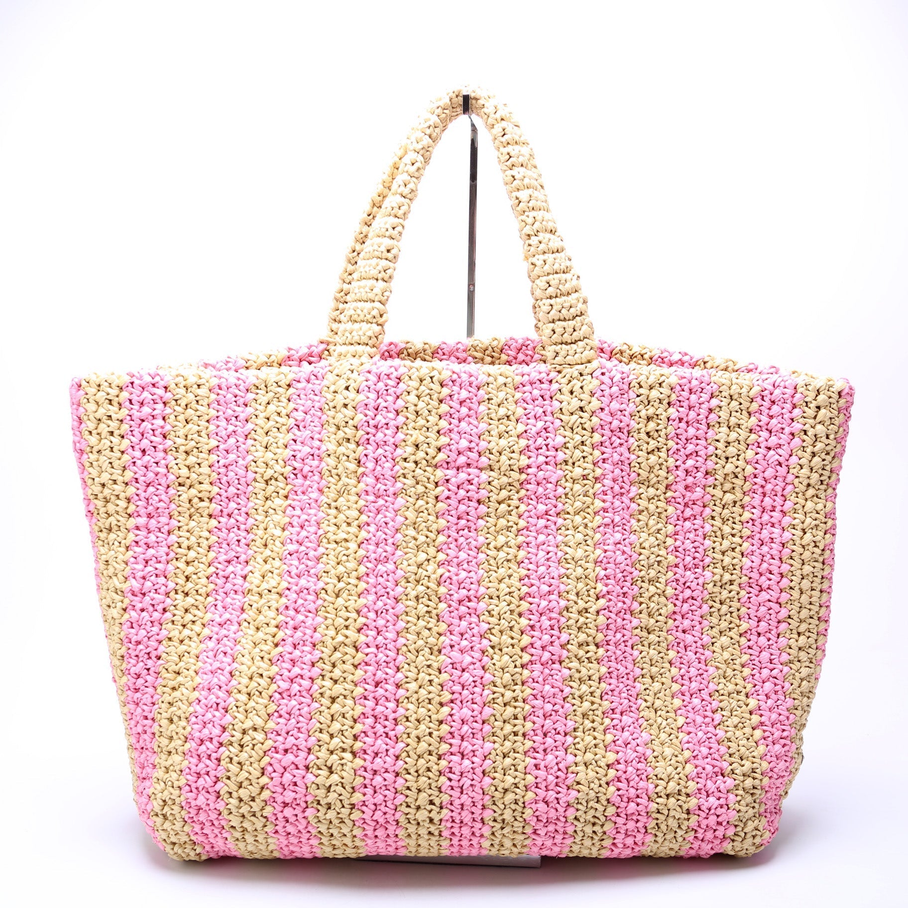 Prada Raffia Logo Large Tote Bag