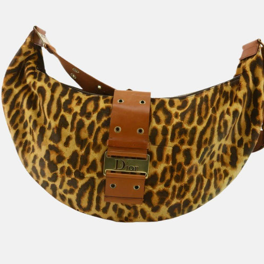 Dior Street Chic Hobo Leopard Print Pony-hair Calfskin