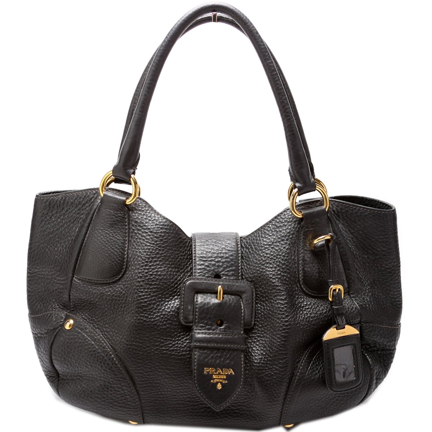 Prada Vitello Daino Buckle Tote Bag