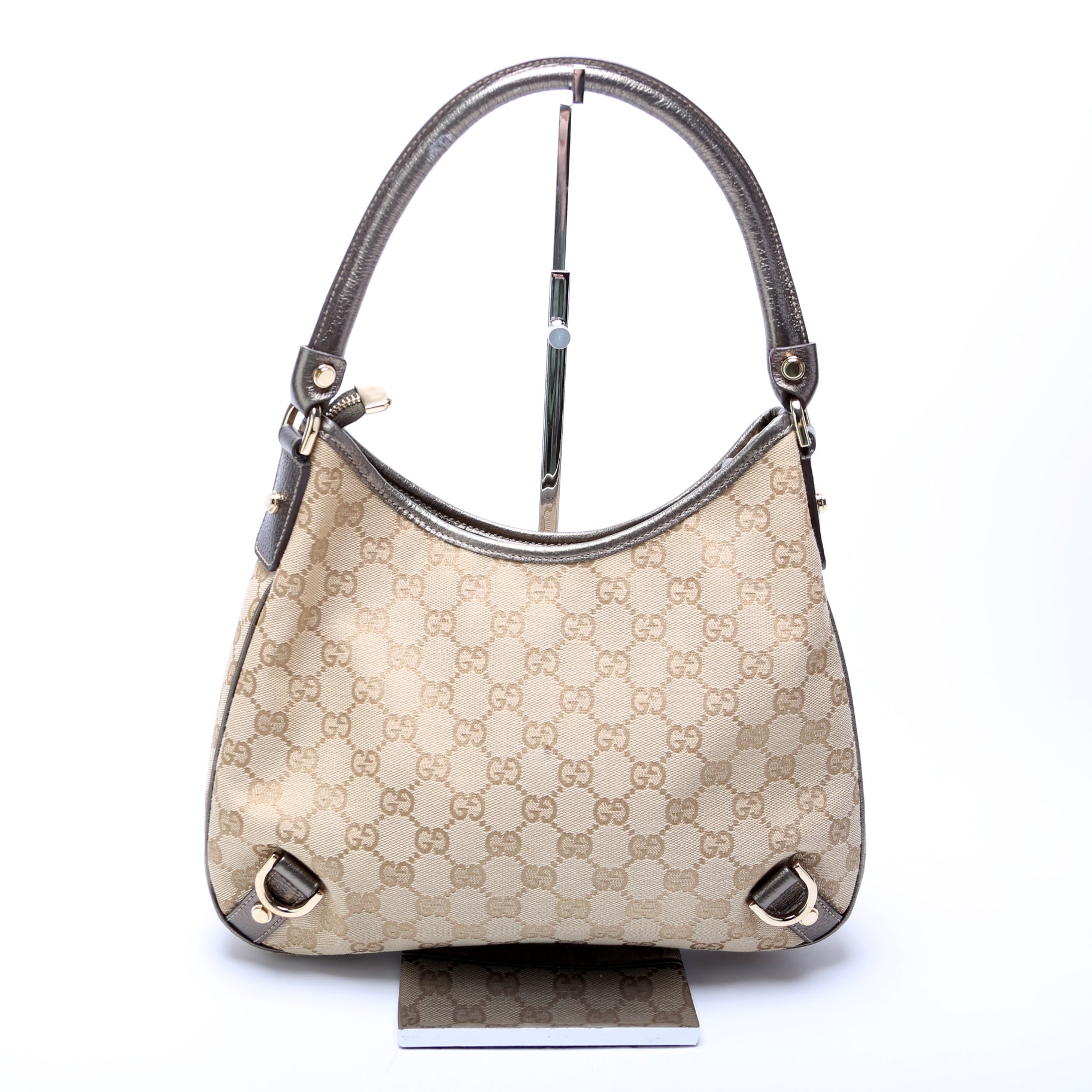 Gucci 130738 GG Canvas Abbey Hobo Small Bag