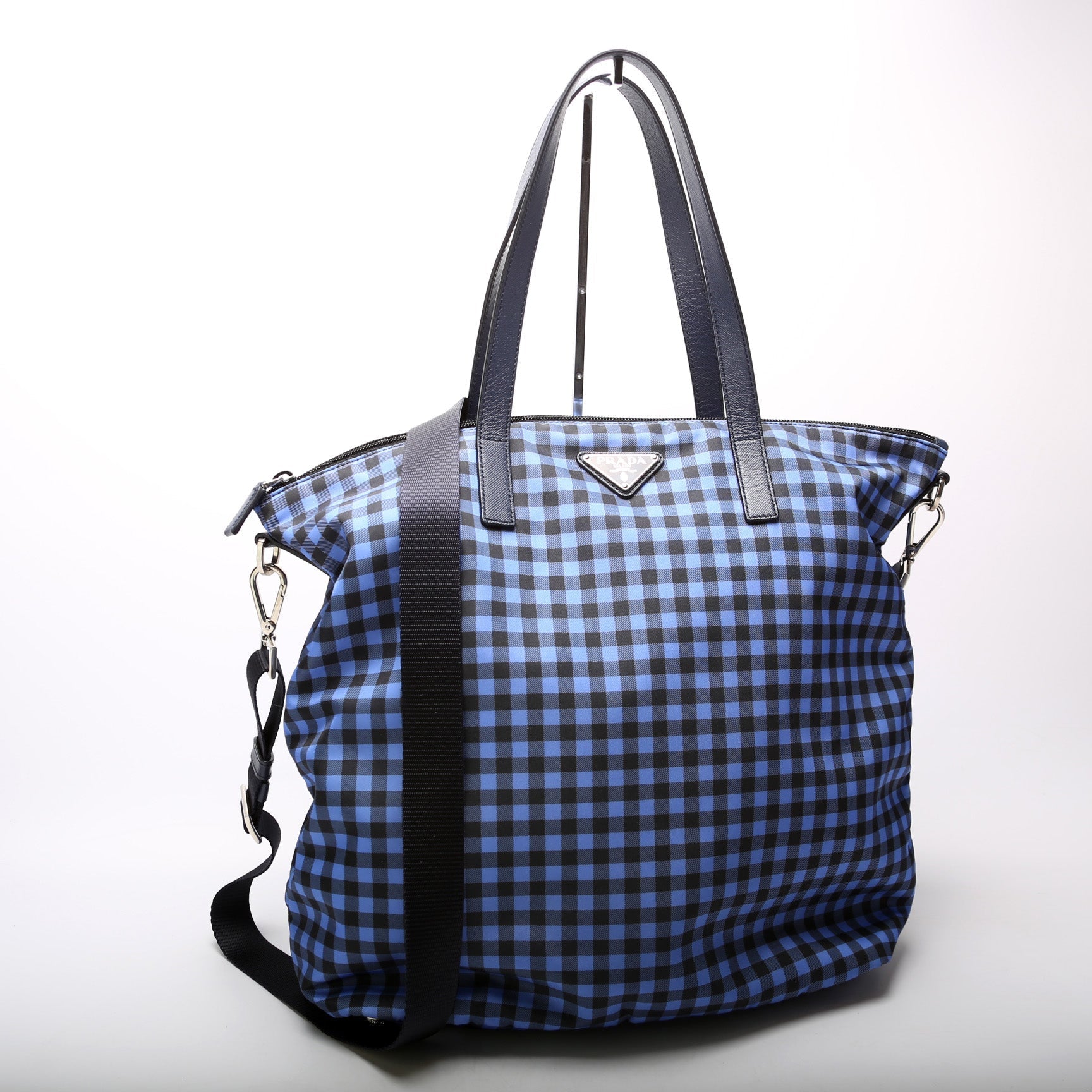 Prada Tessuto Nylon Gingham Tote Bag
