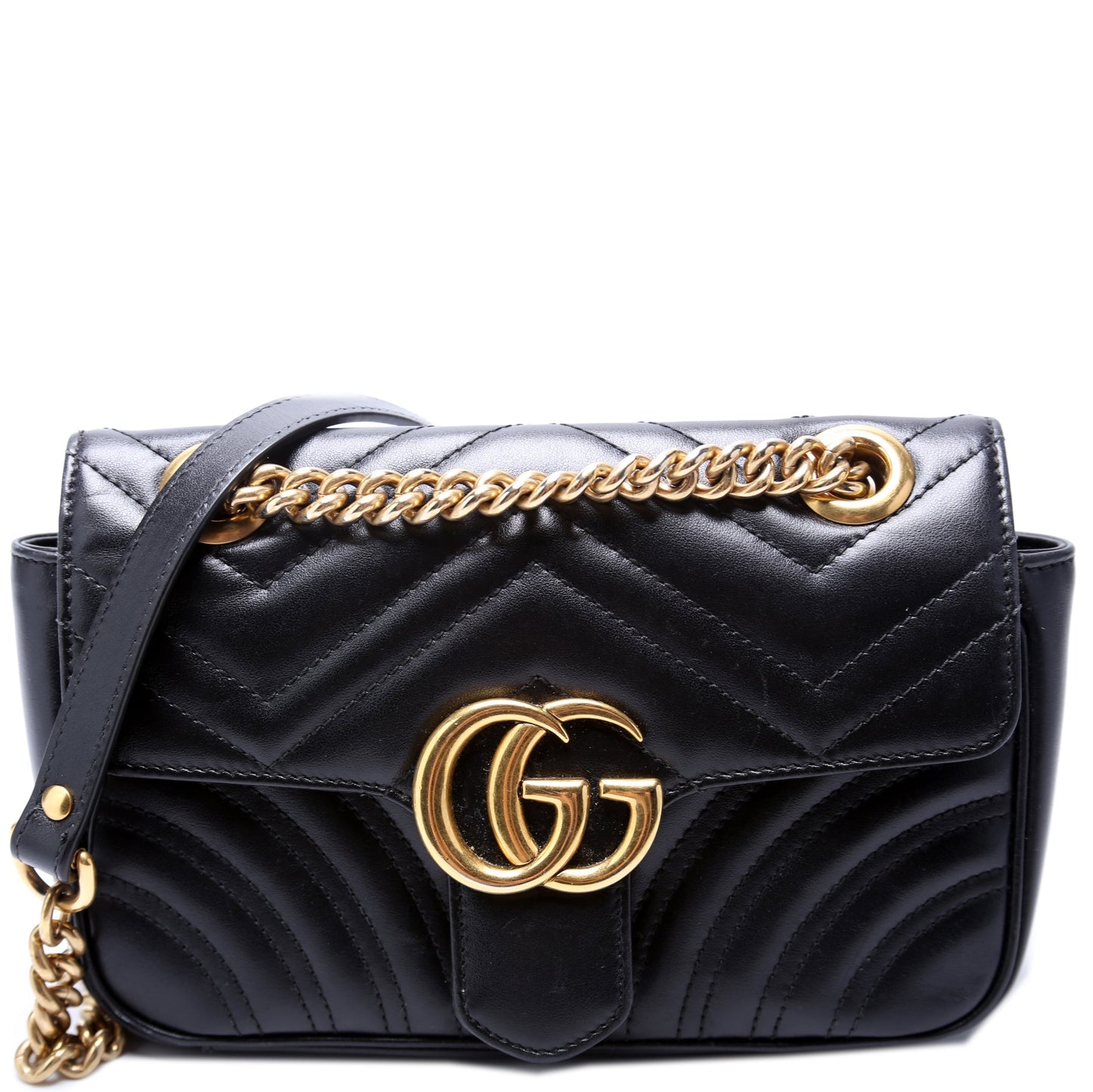Gucci 446744 Marmont Leather Shoulder Mini Flap Bag