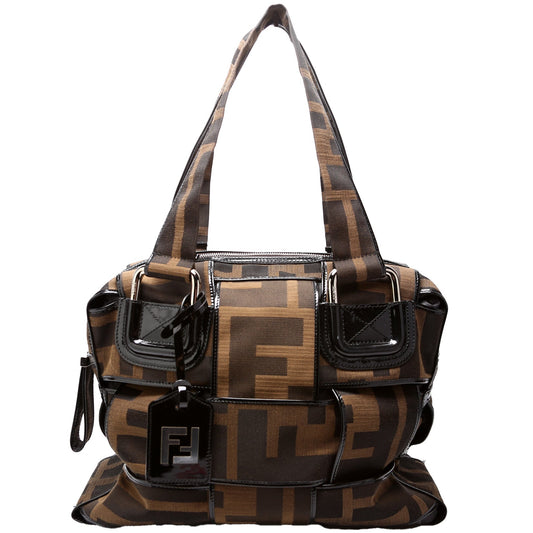 Fendi Zucca Canvas Woven Crossword Bag