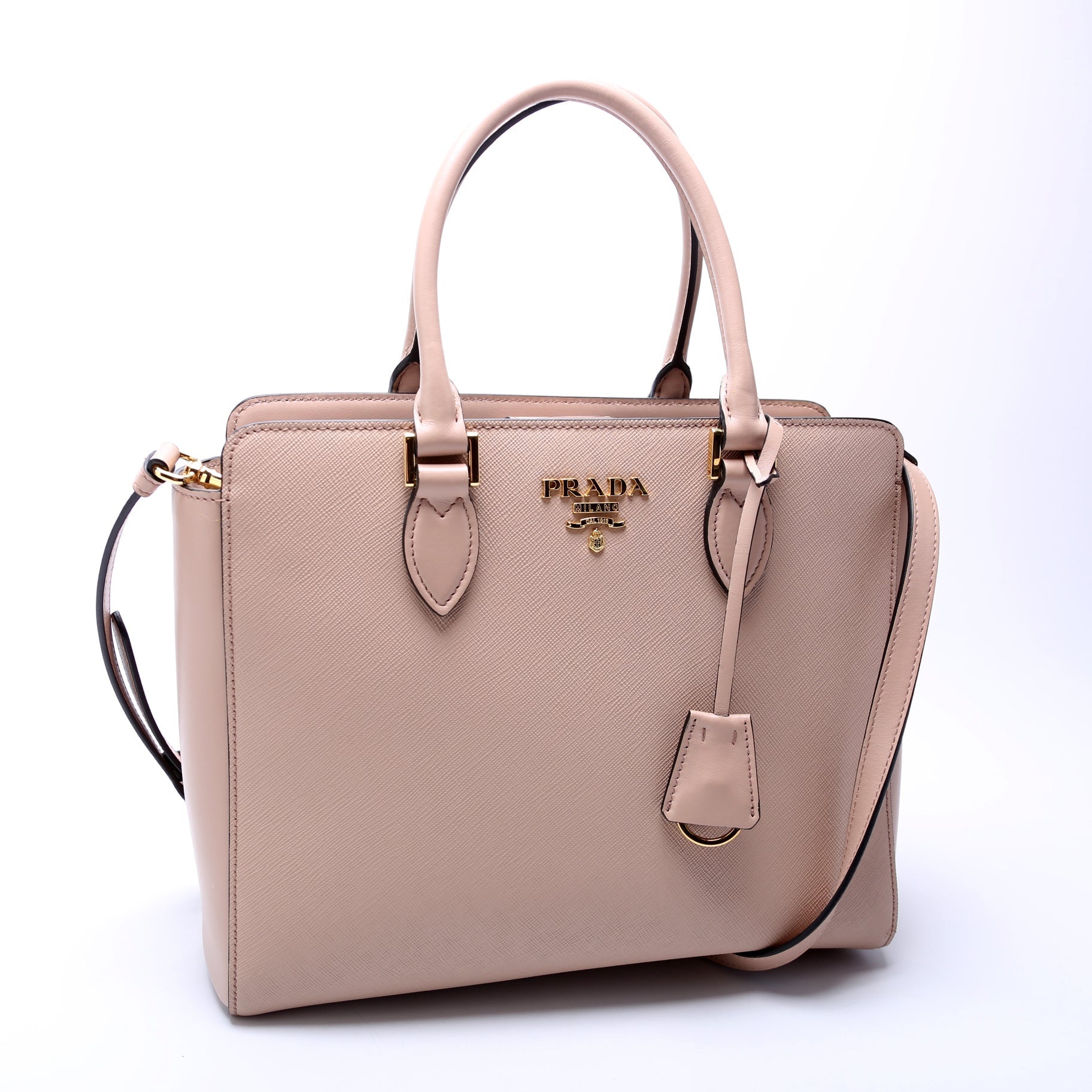 Prada Saffiano/Calfskin Top Handle Bag