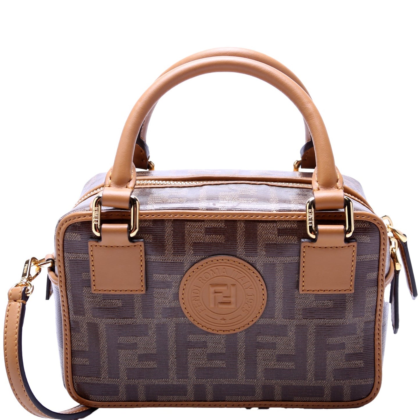 Fendi Glazed FF Canvas Mini Boston Bag