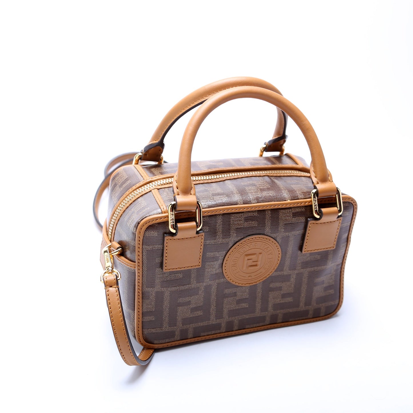 Fendi Glazed FF Canvas Mini Boston Bag