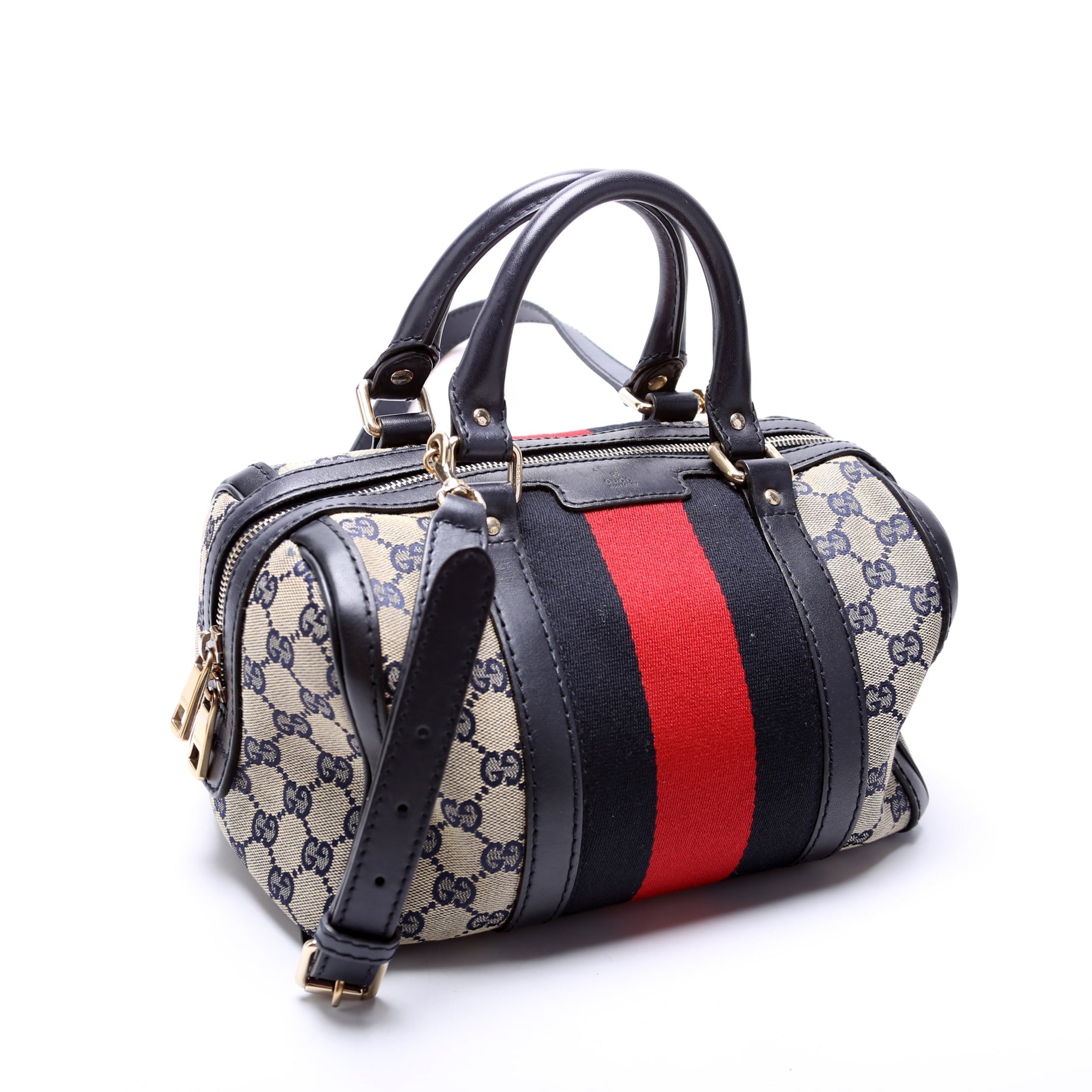 Gucci 269876 GG Canvas Web Small Boston Bag
