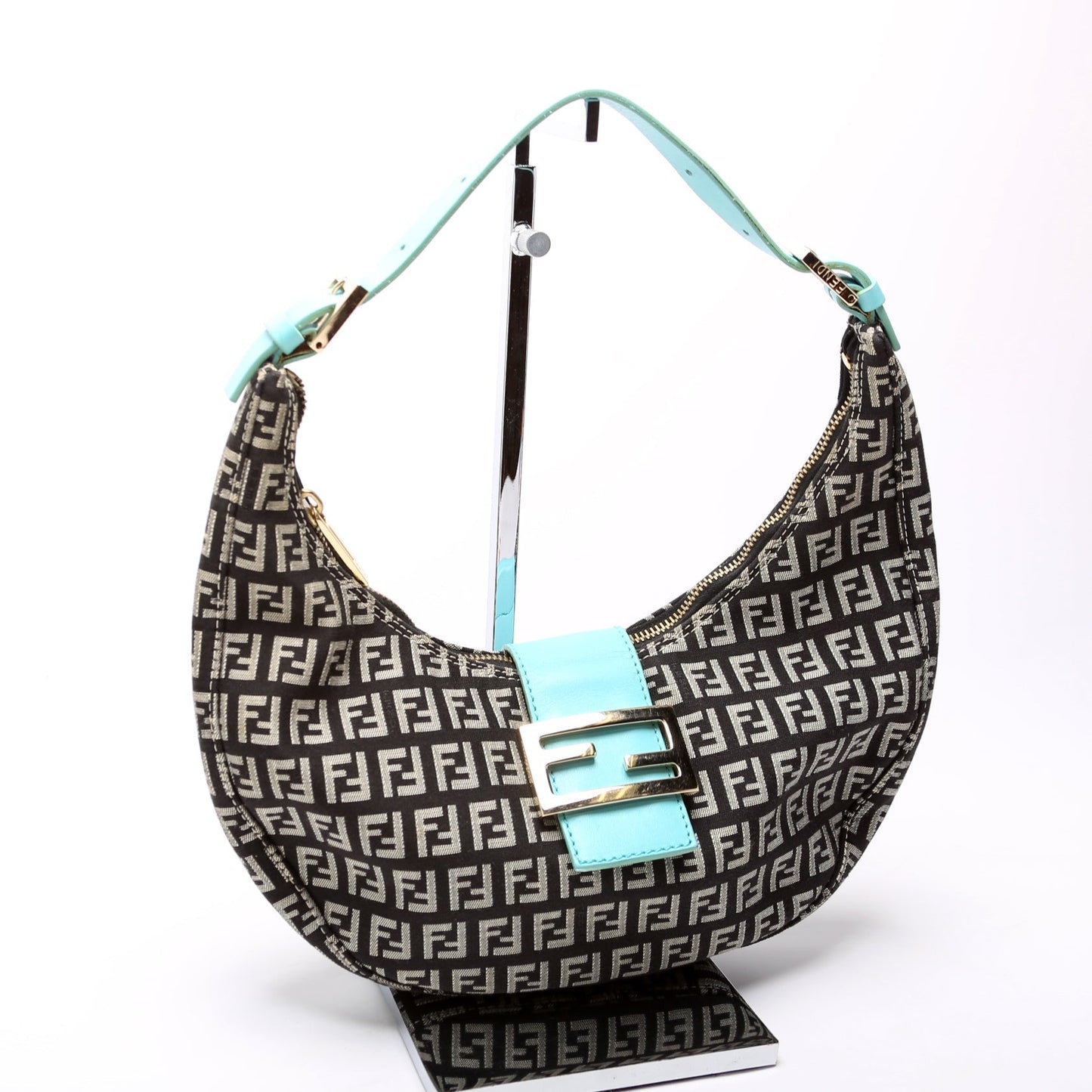 Fendi Zucchino Half Moon Hobo 8BR020 Bag