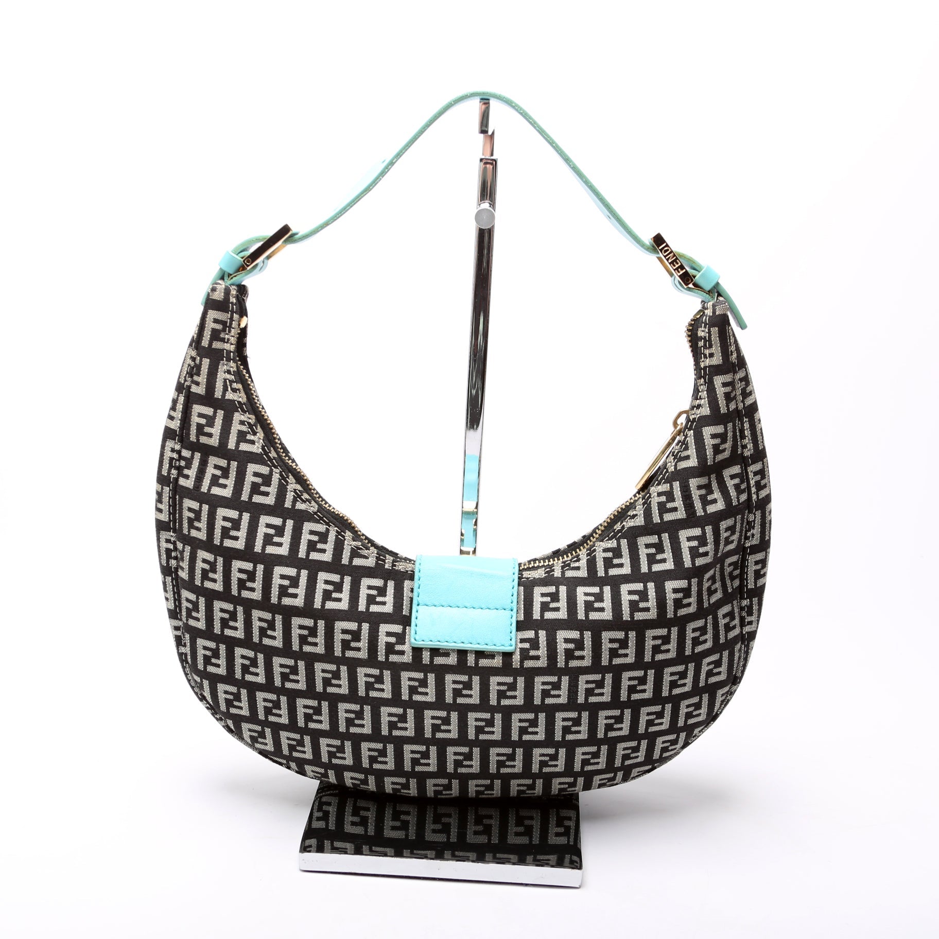 Fendi Zucchino Half Moon Hobo 8BR020 Bag