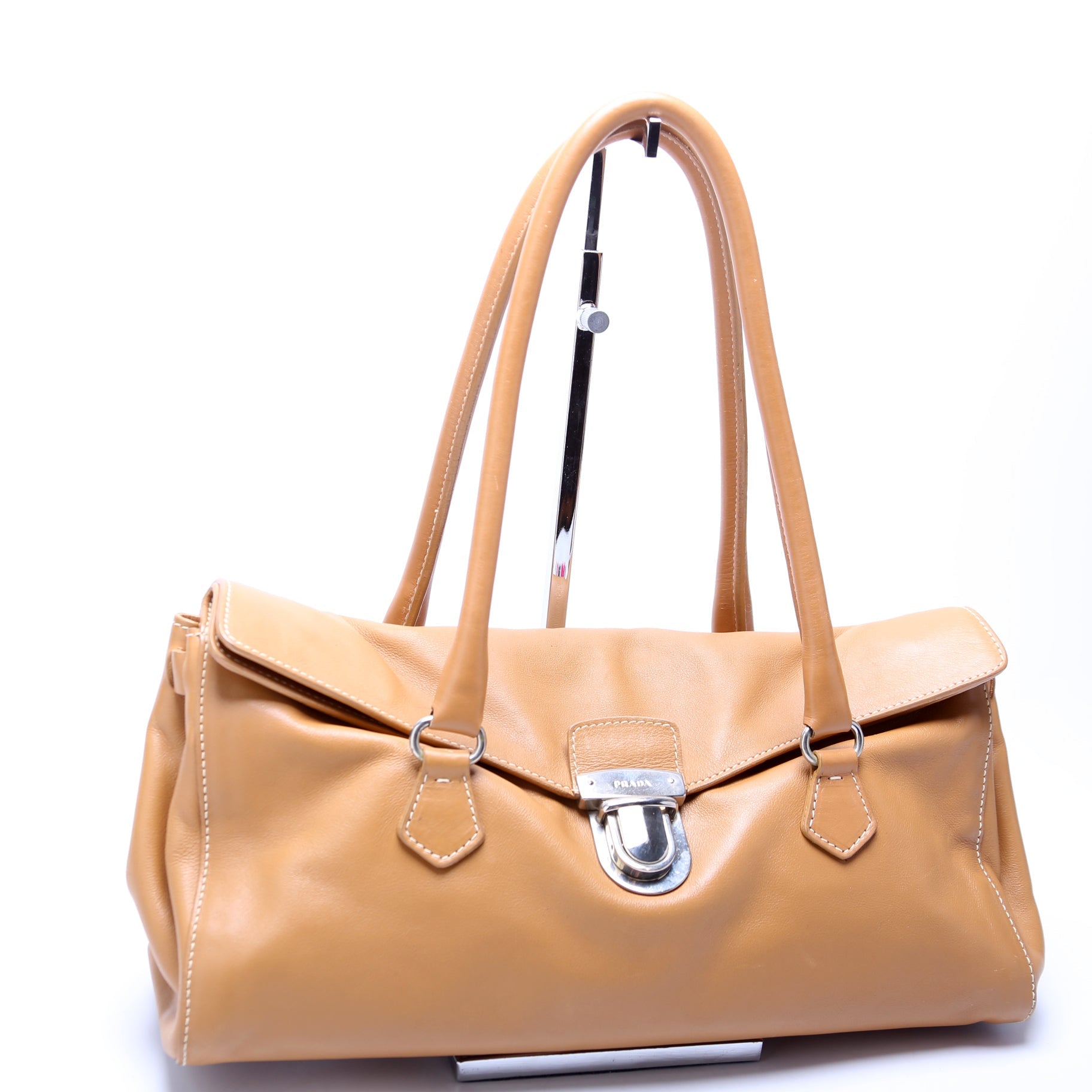 Prada Vitello Easy Push Lock Satchel Bag