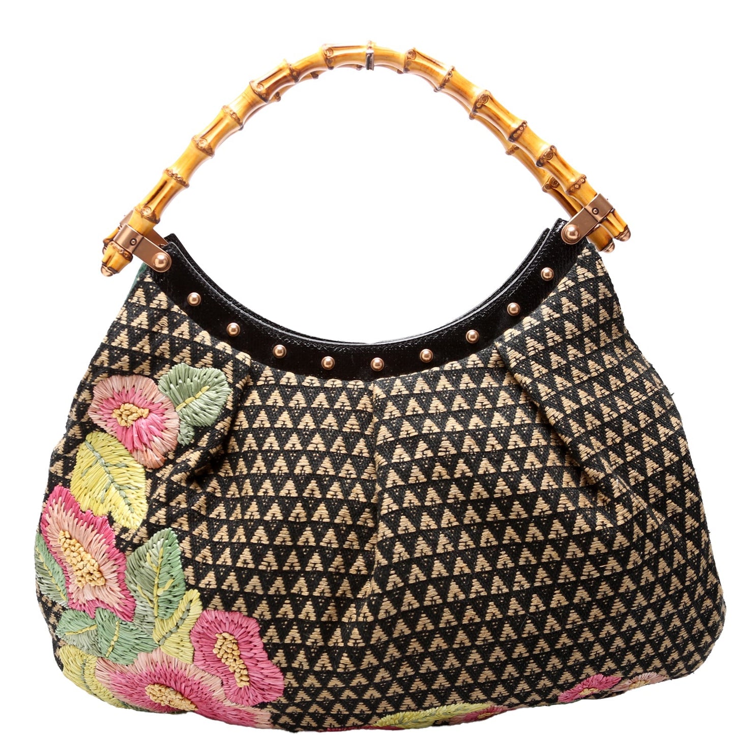 Gucci 125584 Bamboo Raffia Bag