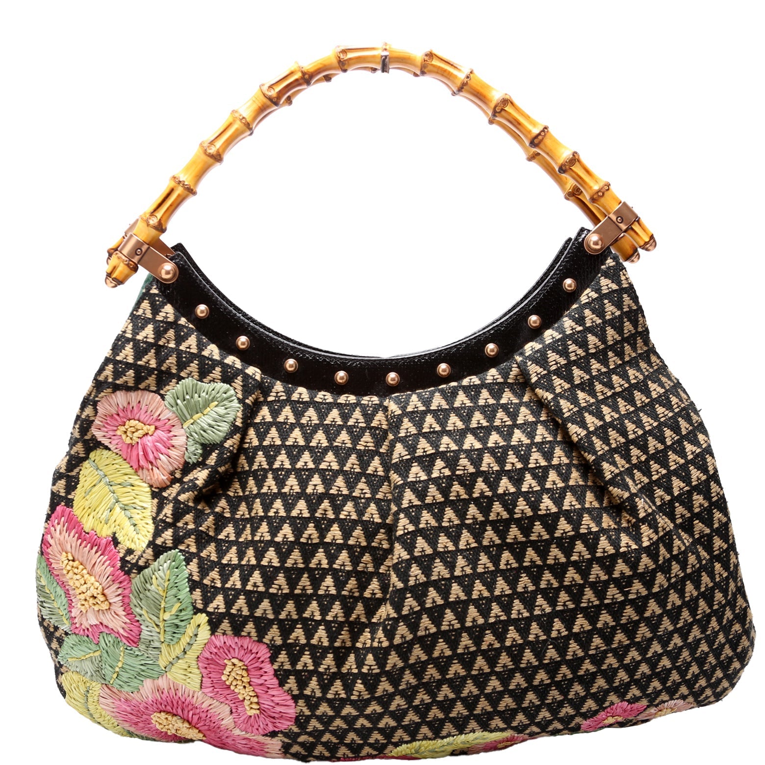 Gucci 125584 Bamboo Raffia Bag