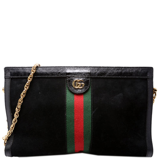 Gucci 503876 Ophidia Suede Shoulder Web Medium Bag