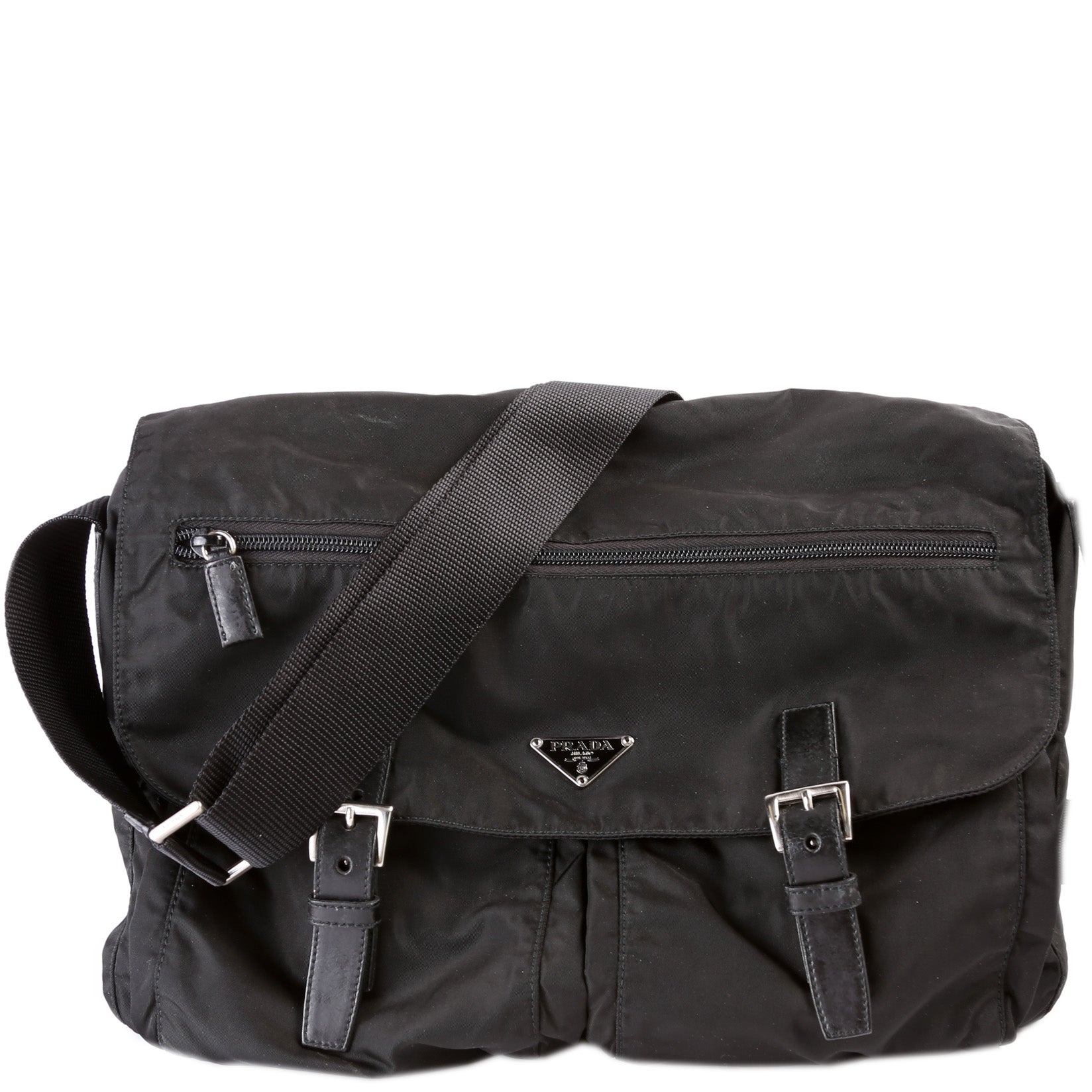 Prada Tessuto Nylon Buckle Messenger Bag