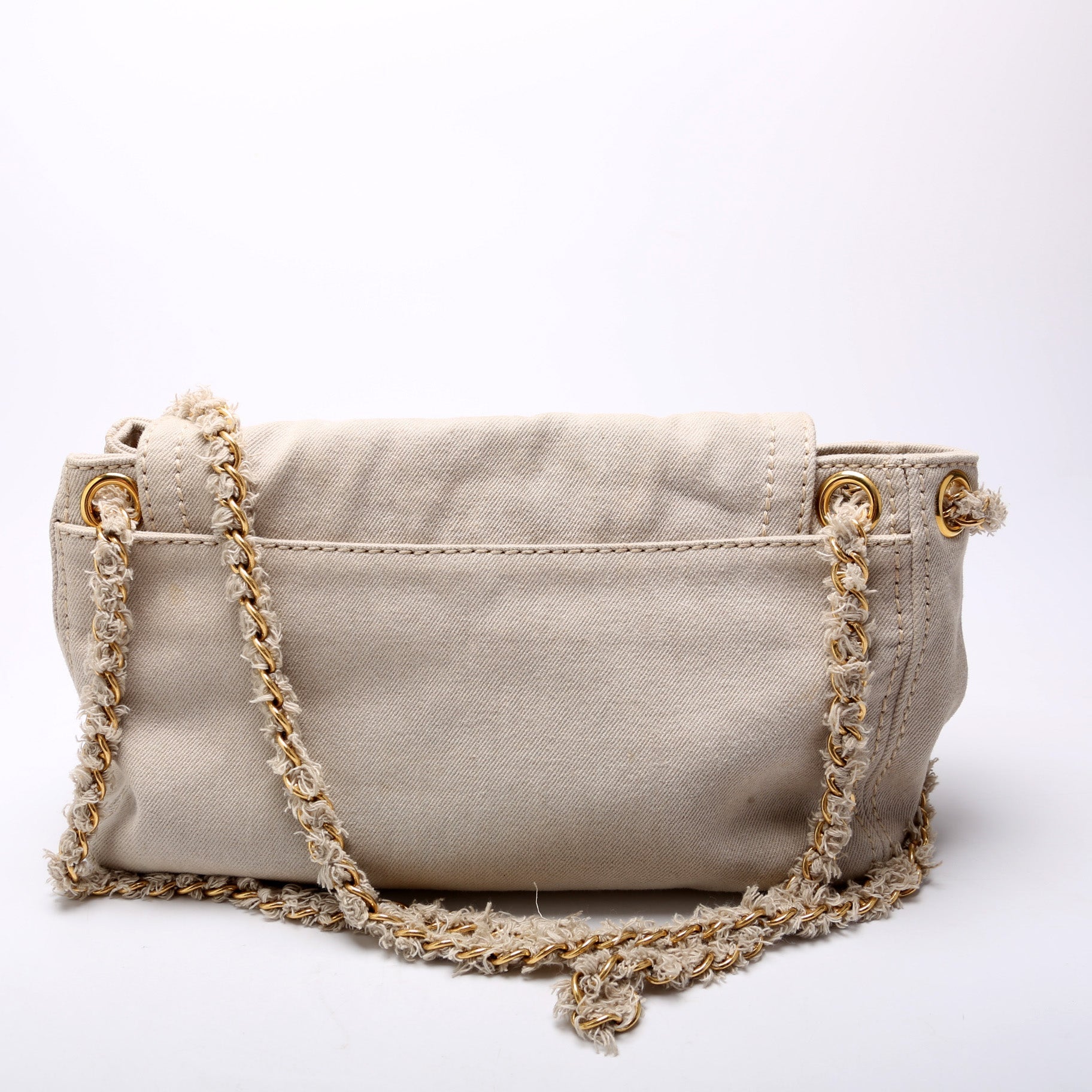 Prada Denim Chain Flap Militare Shoulder Bag