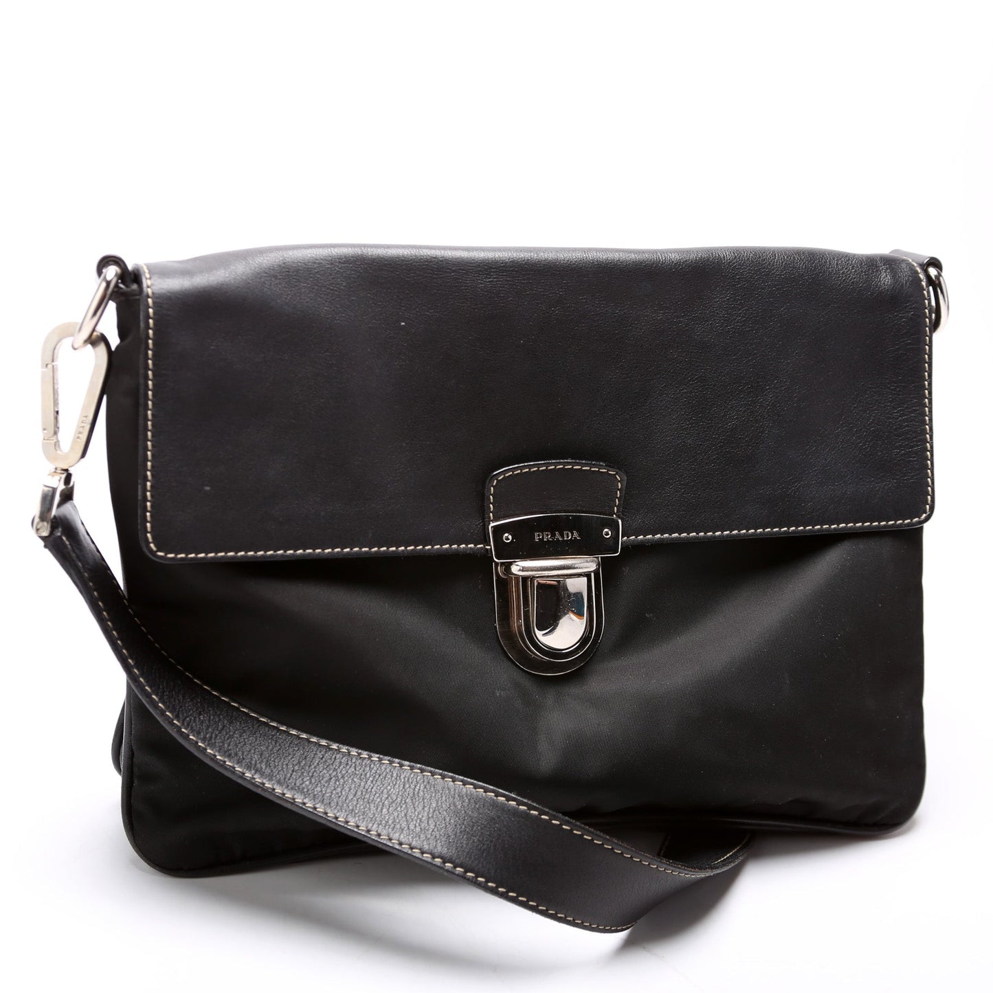 Prada Nylon/Leather Pushlock Shoulder Bag