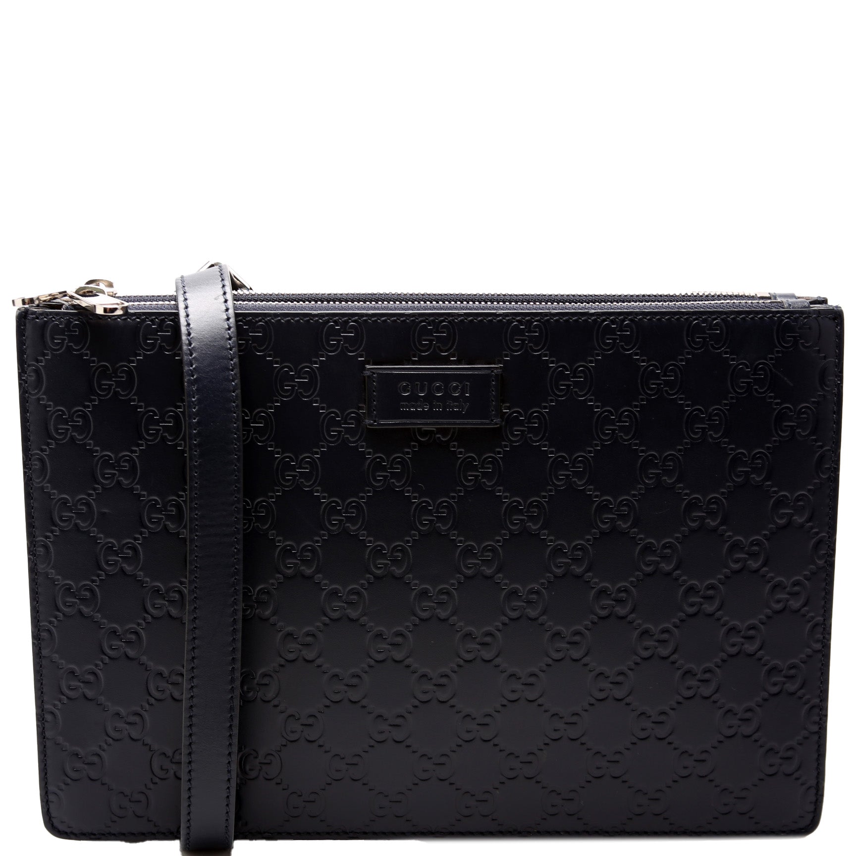 Gucci 450953 GG Leather Double Zip Messenger Bag