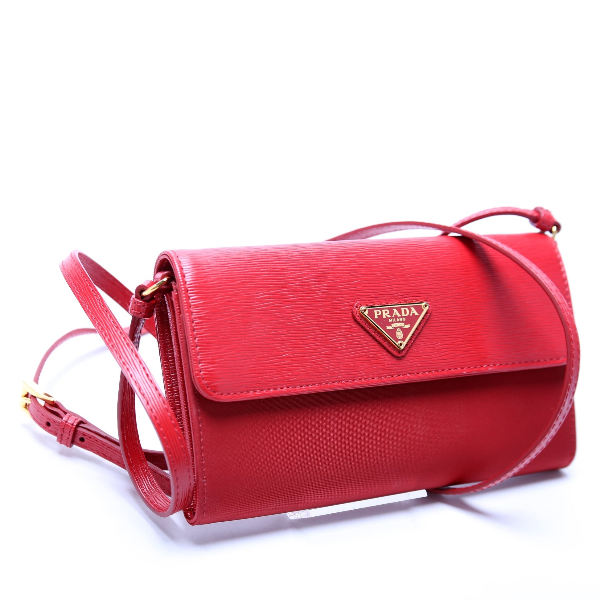 Prada Vitello Move/Tessuto Nylon Small Strap Wallet Bag
