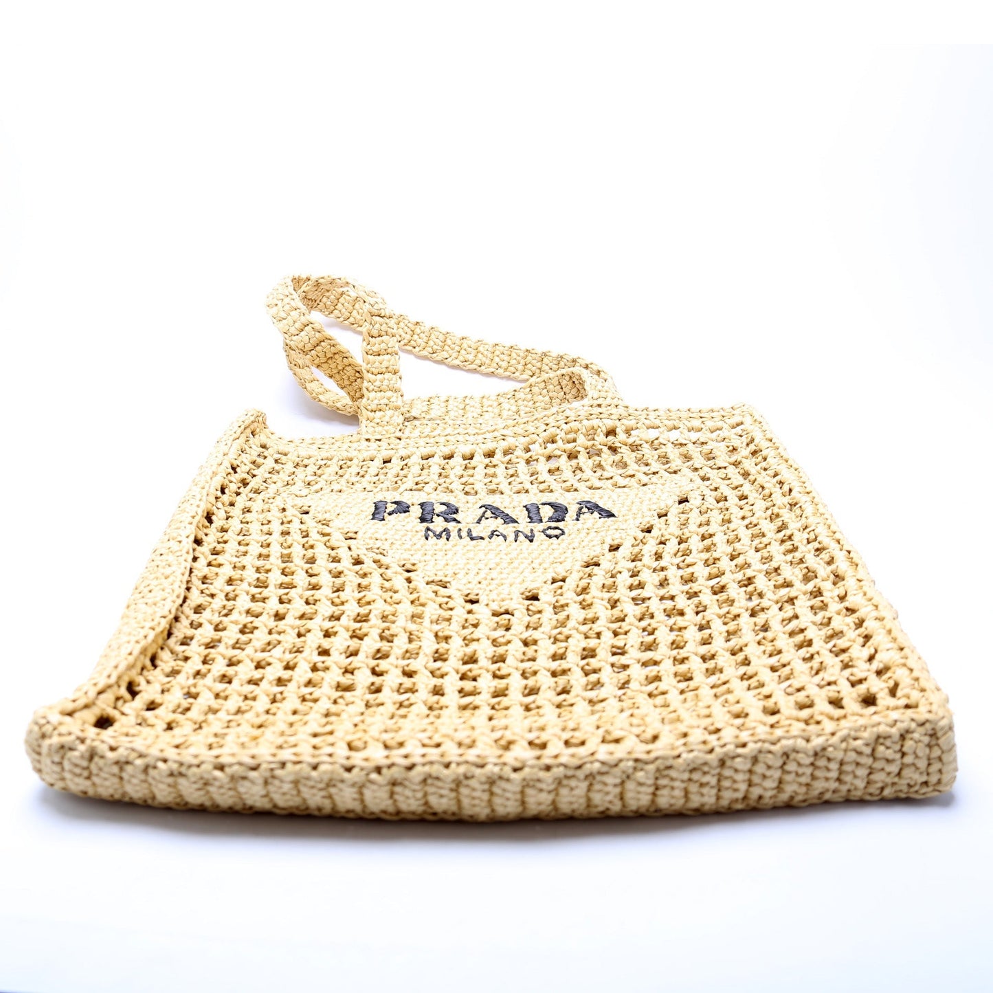 Prada Raffia Crochet Tote Bag