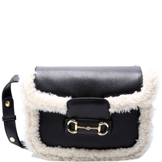 Gucci 602204 Horsebit 1955 Shearling/Leather Shoulder Bag