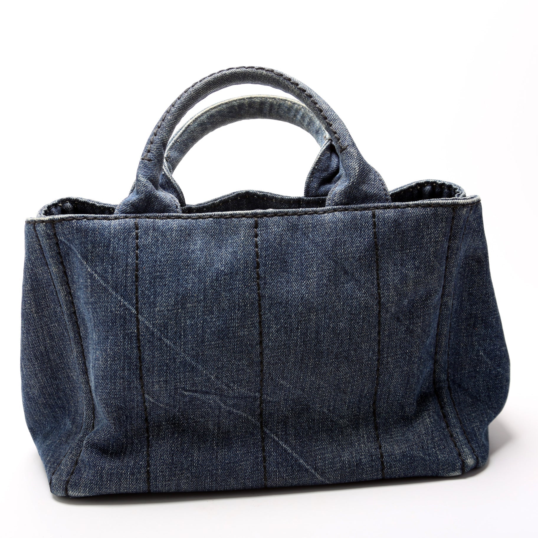 Prada Canapa Denim Canvas Small Tote Bag