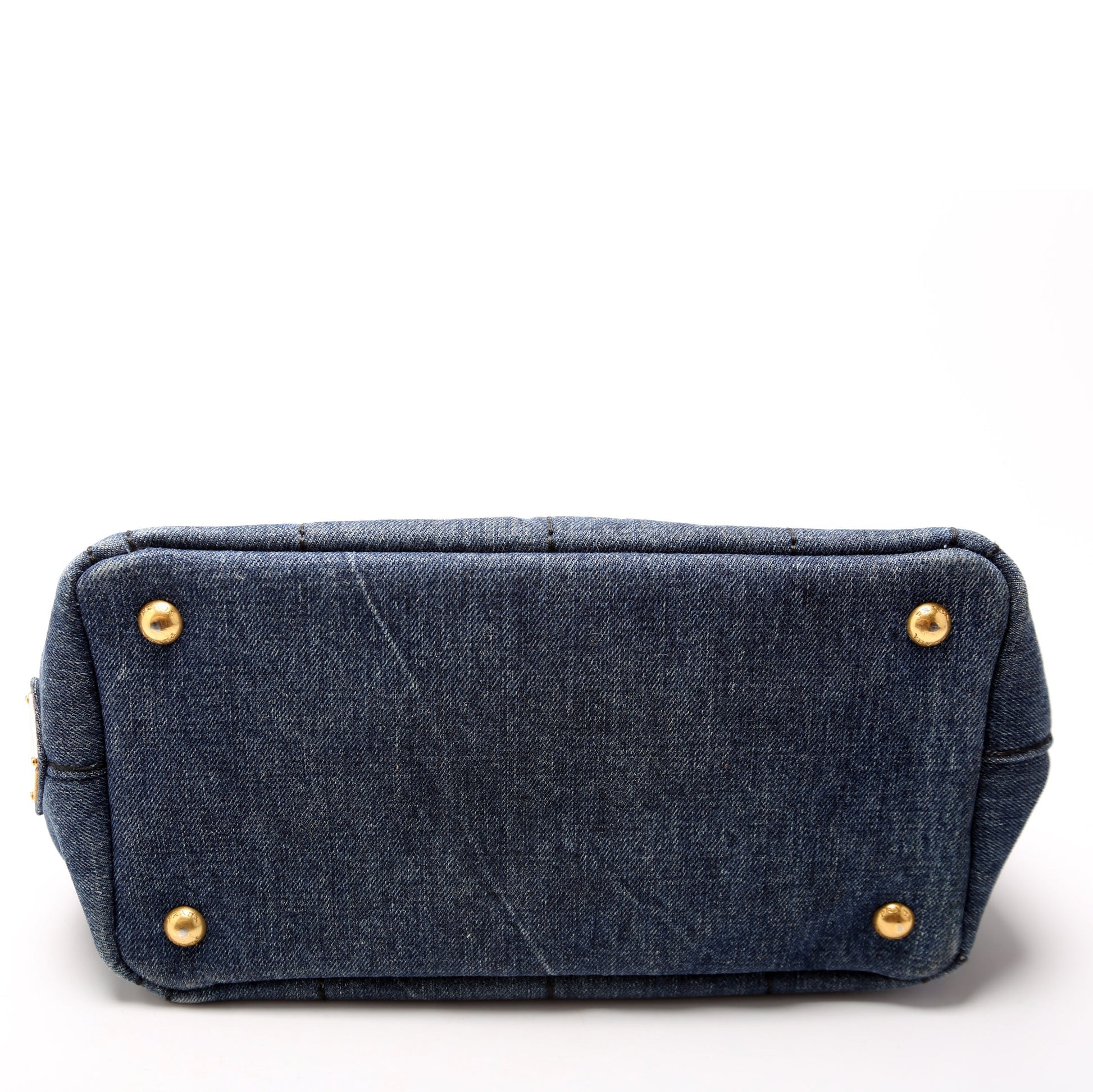 Prada Canapa Denim Canvas Small Tote Bag
