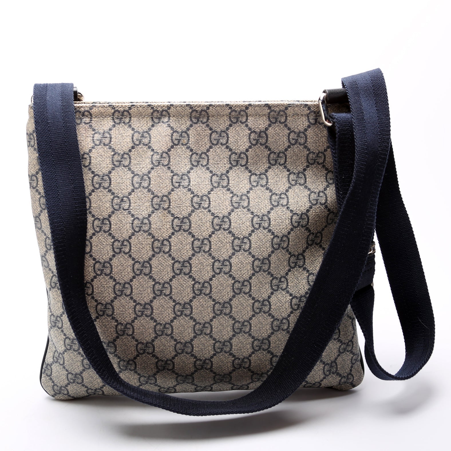 Gucci GG Supreme Flat Zip Messenger Bag
