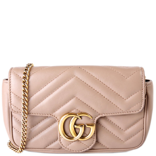Gucci 476433 Marmont Torchon Leather Super Mini Flap Bag