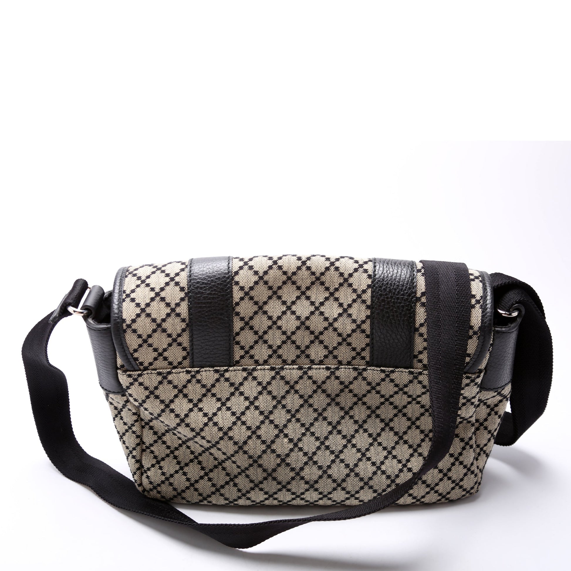Gucci 374429 Diamante Canvas Double Buckle Flap Small Messenger Bag