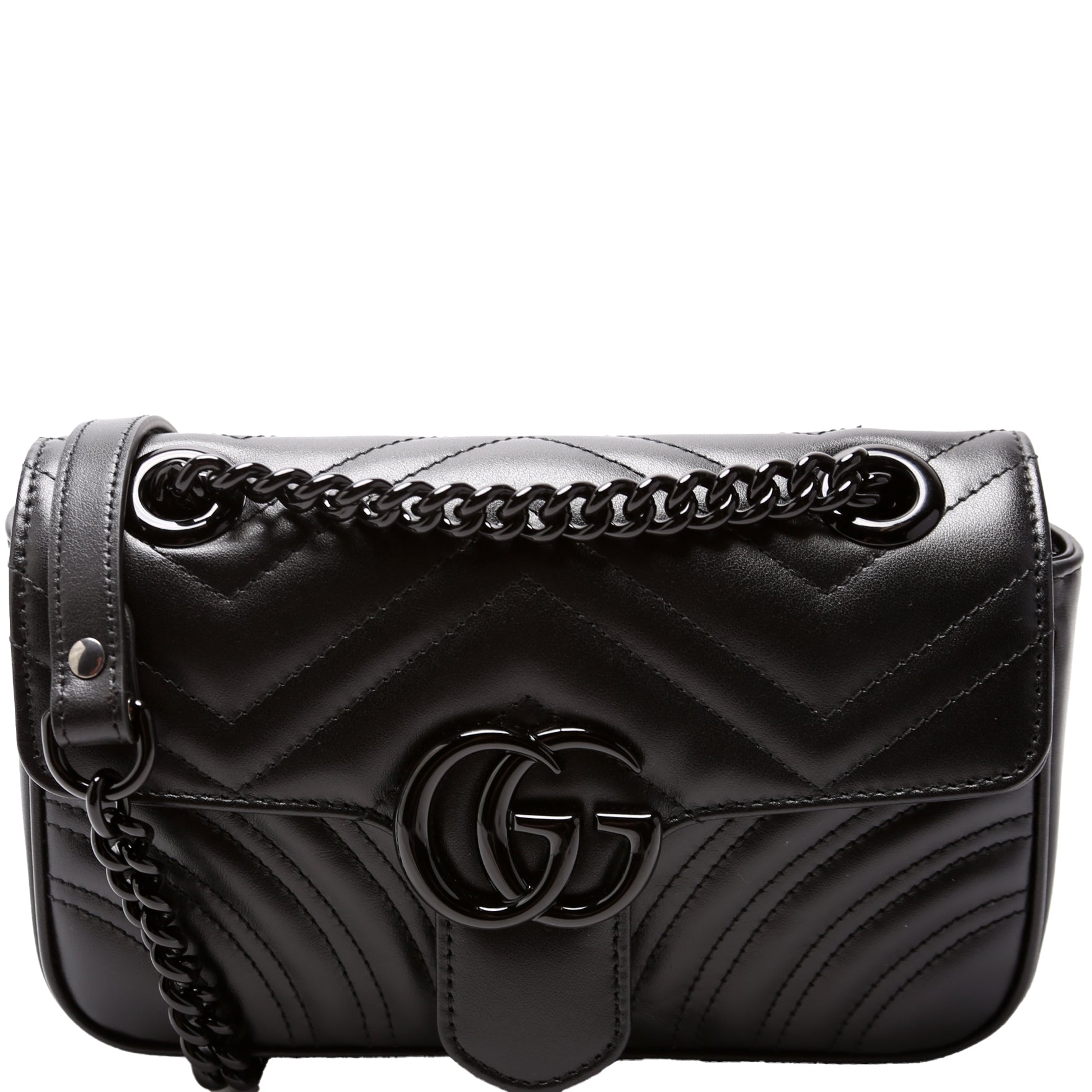 Gucci 446744 Marmont Monochrome Leather Shoulder Mini Flap Bag