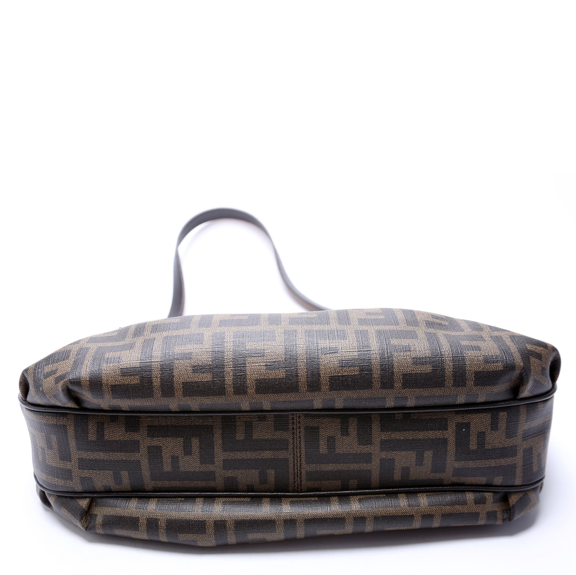 Fendi 8BR672 Zucca Coated Canvas Push Lock Shoulder Bag