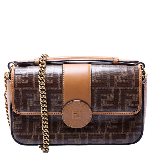Fendi Glazed Fabric Double FF Shoulder 8BT308 Bag