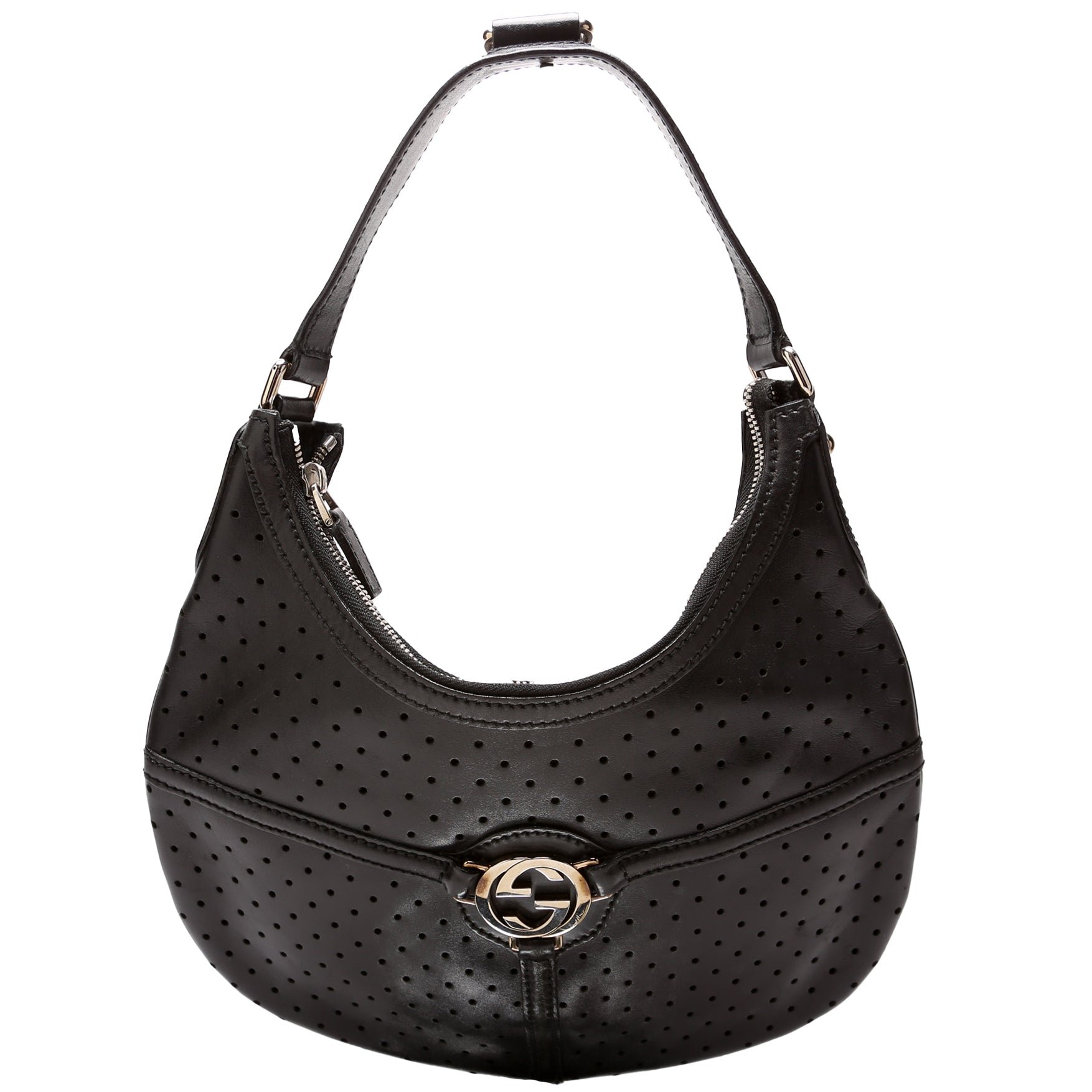 Gucci 114869 Reins Hobo Perforated Leather Bag
