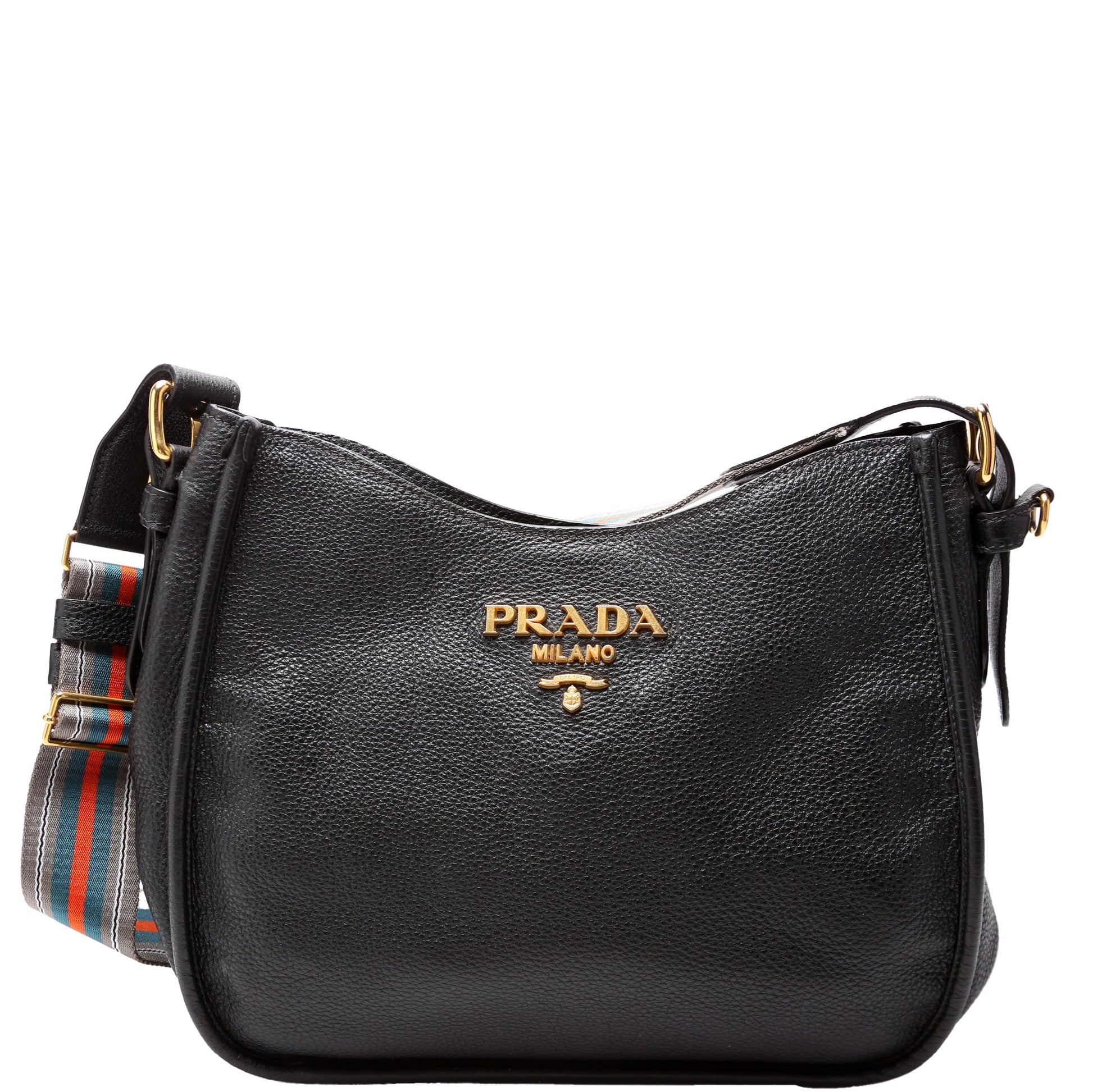Prada Vitello Daino Hobo Black Bag