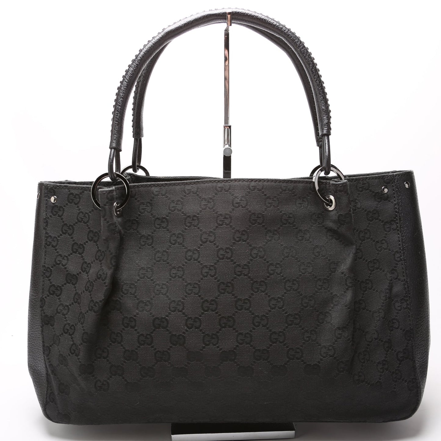 Gucci 115015 GG Canvas Tote Black Bag