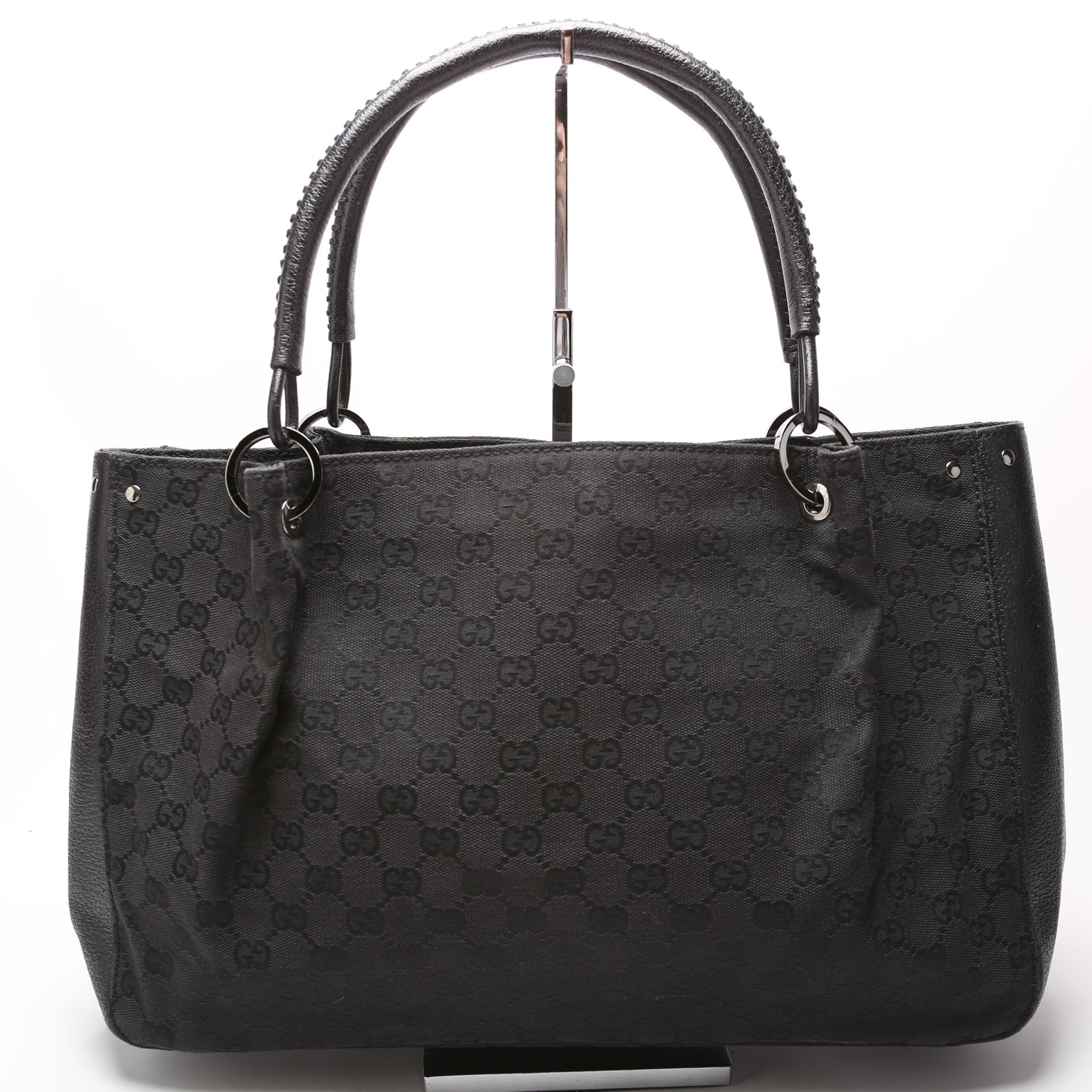 Gucci 115015 GG Canvas Tote Black Bag