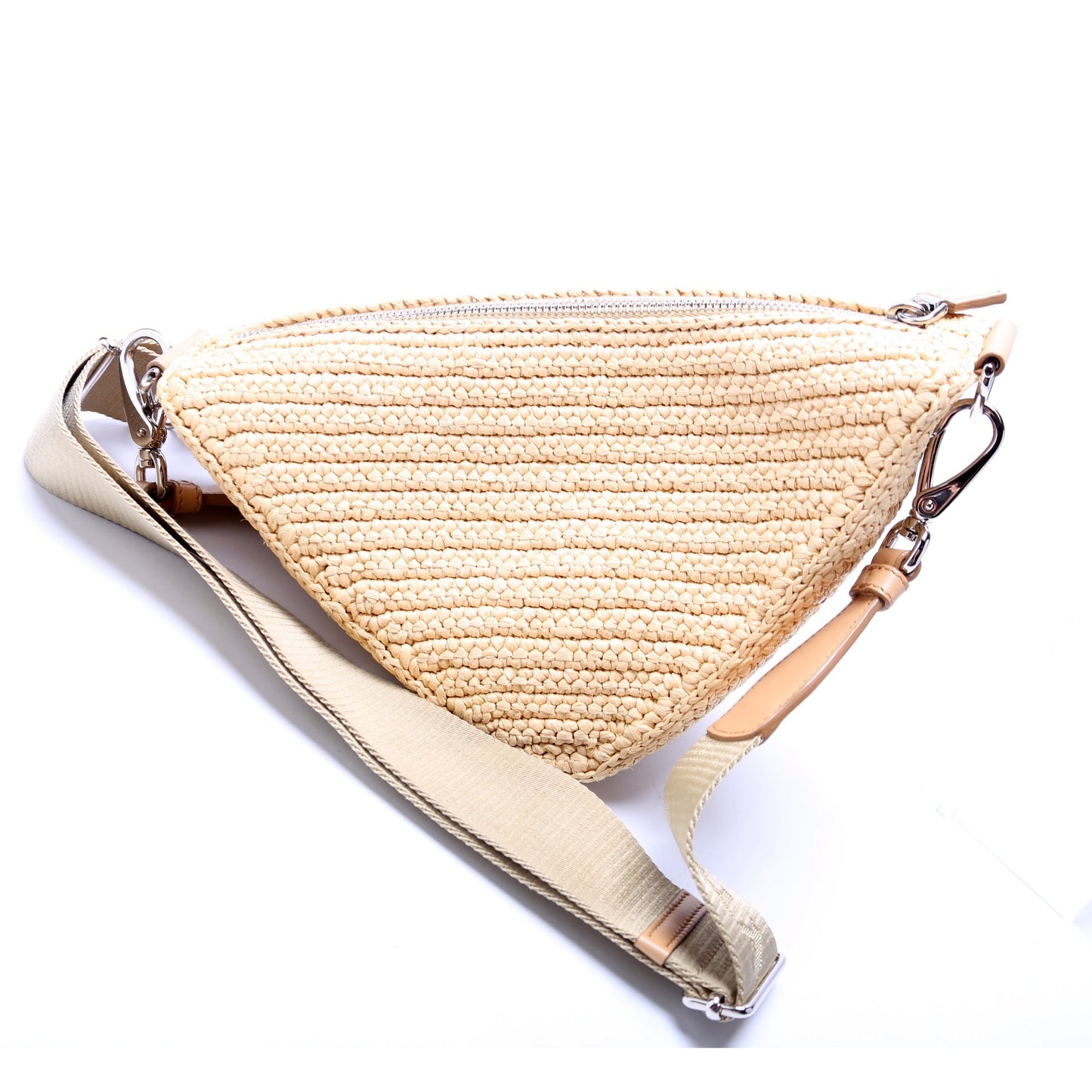 Prada Triangle Logo Raffia Tan Bag
