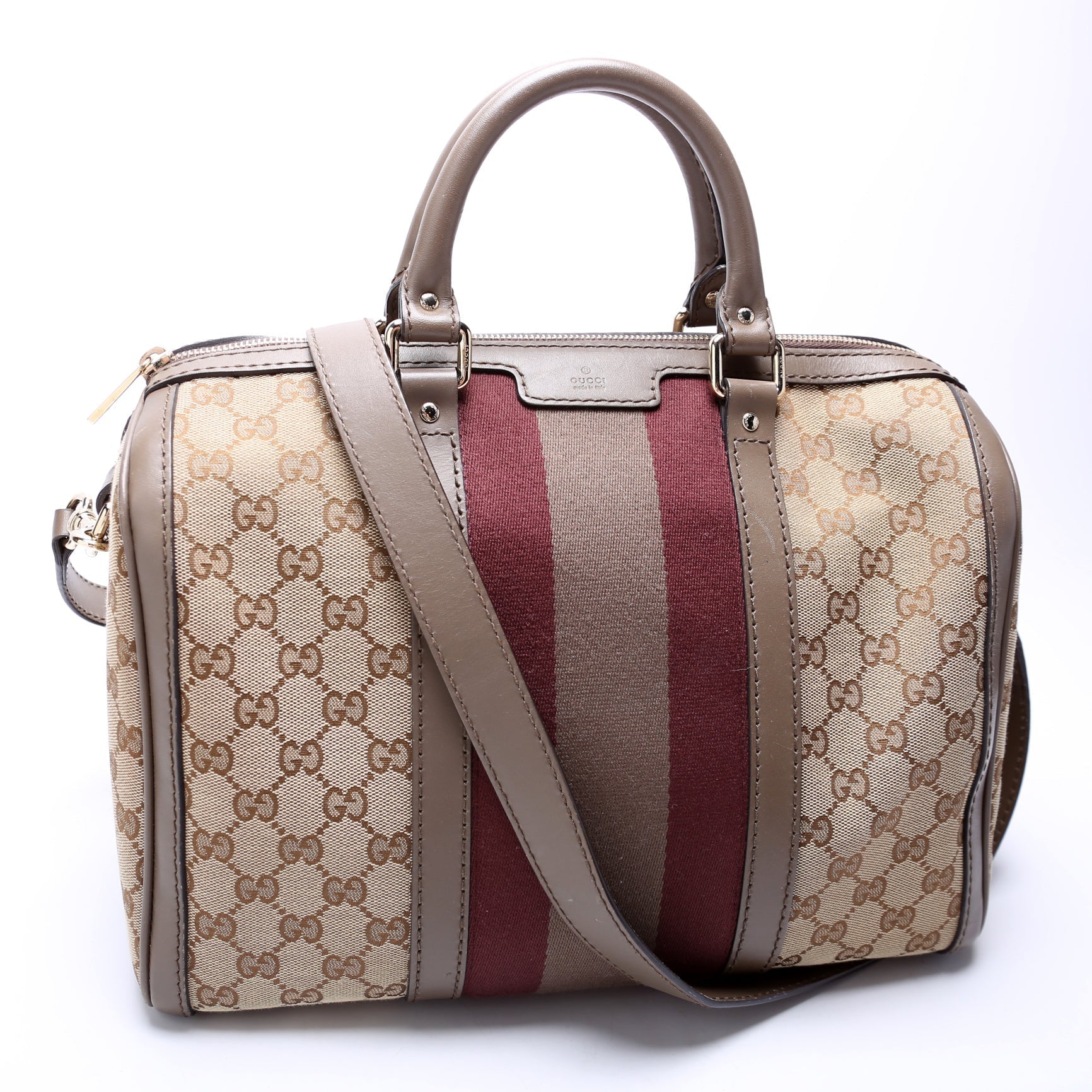 Gucci Boston Canvas 247205 Taupe Bag