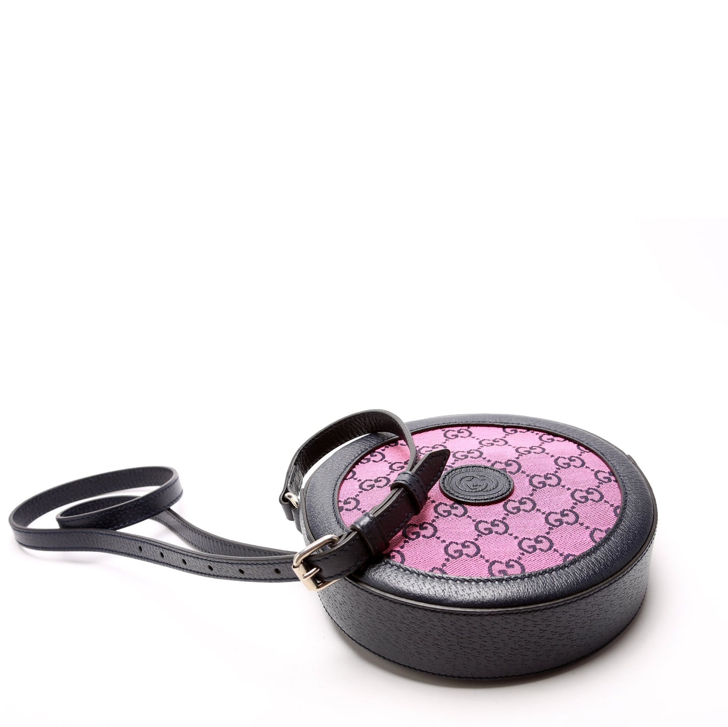 Gucci 658825 GG Multicolor Canvas Interlocking G Round Pink Bag