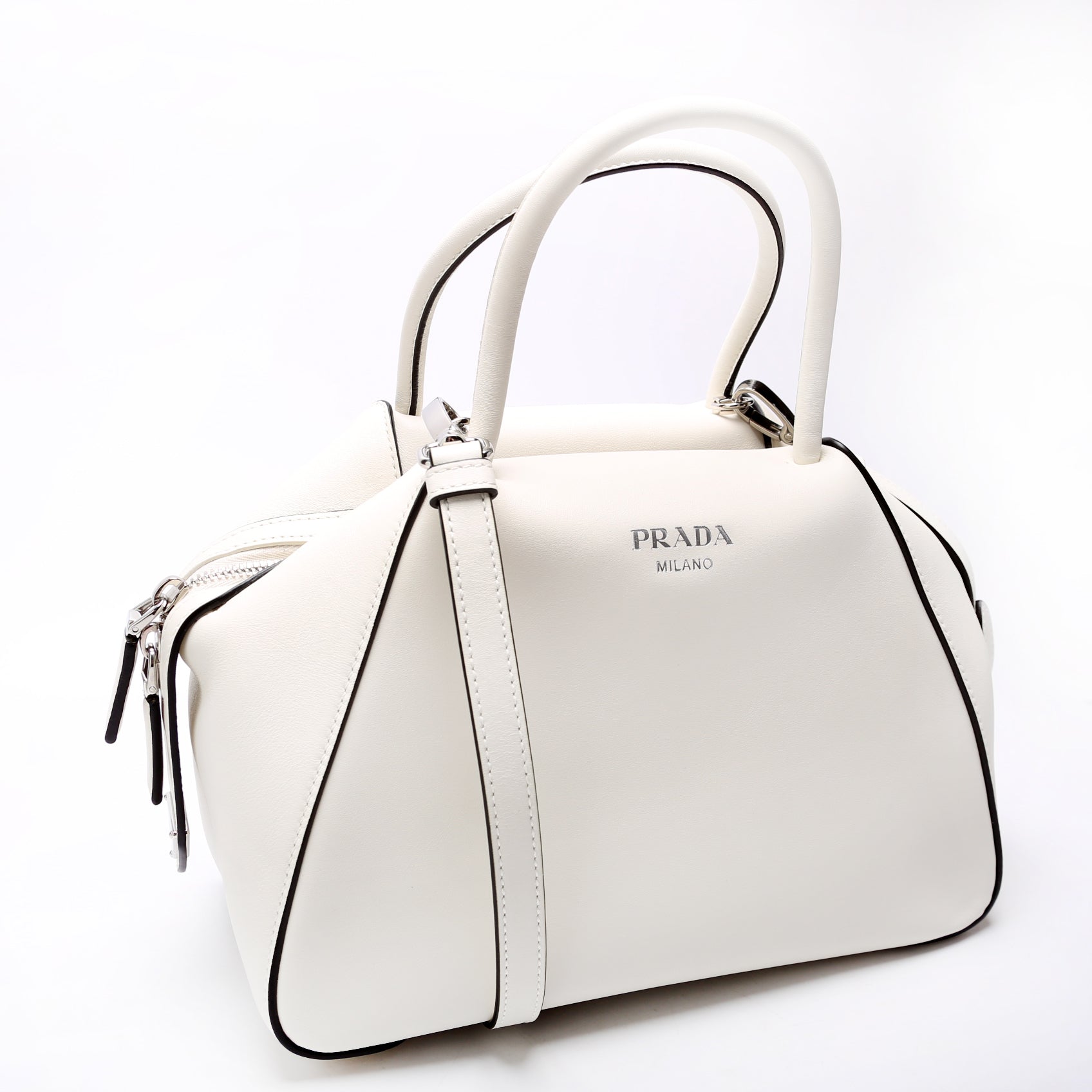 Prada 1BA365 Supernova Medium HandCalfskin White Bag
