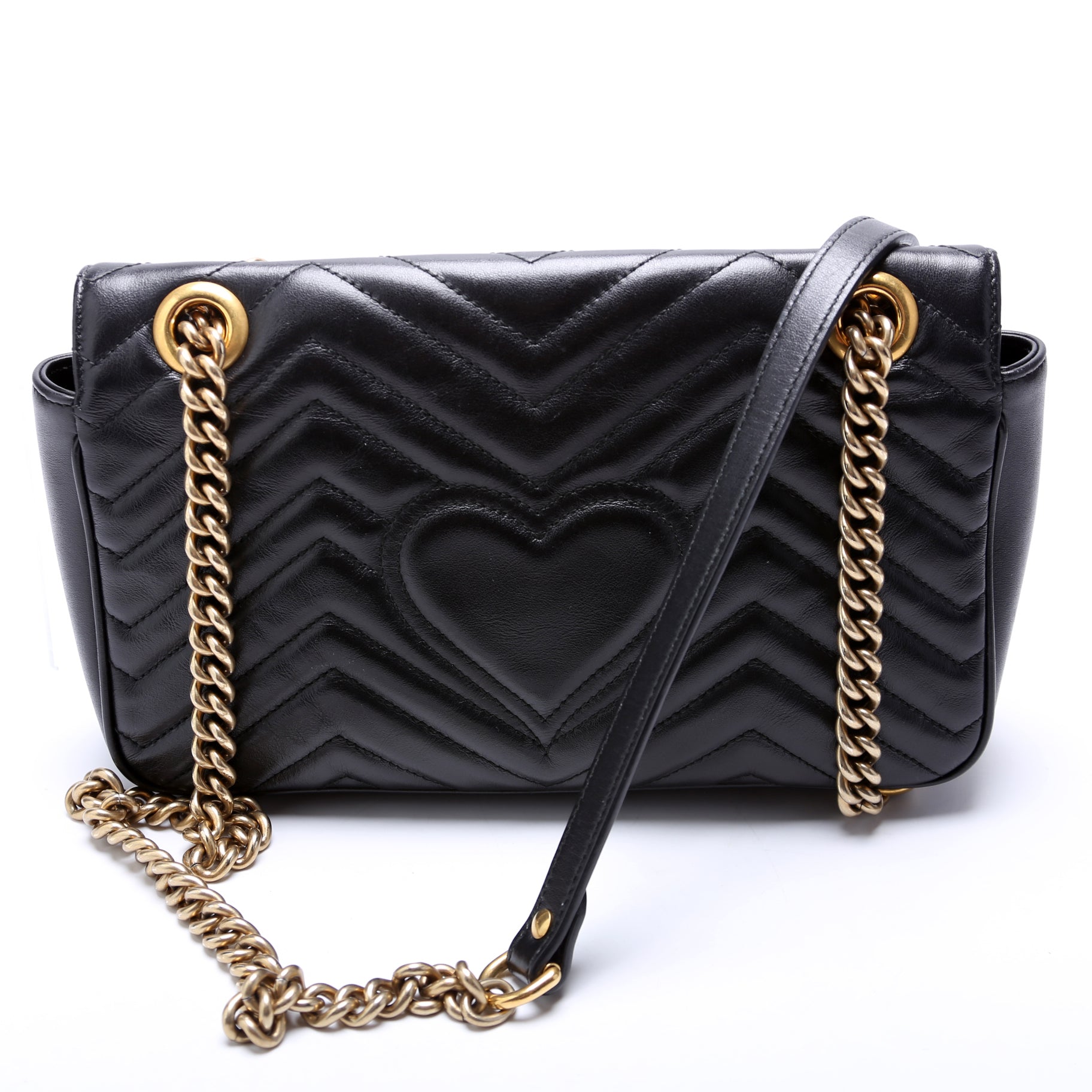 Gucci 443497 Marmont Leather Shoulder Small Flap Black Bag