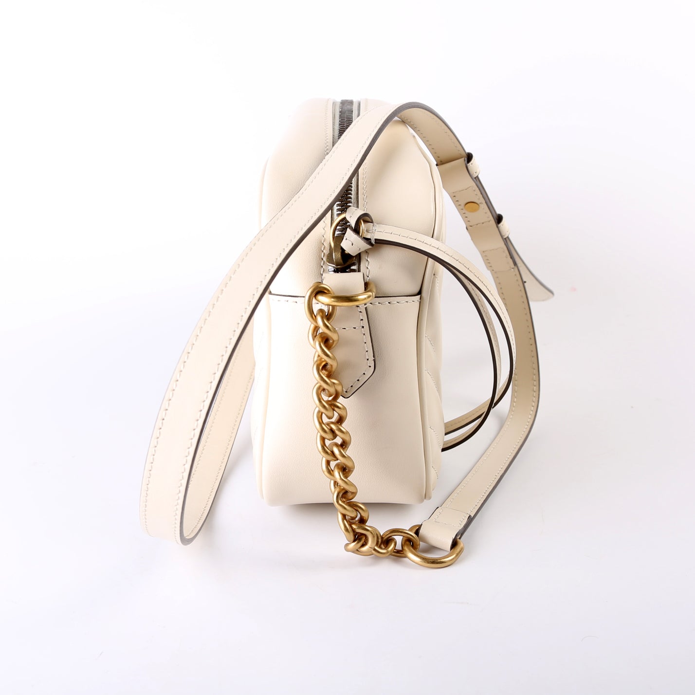 Gucci 447632 Marmont Small Leather Camera White Bag
