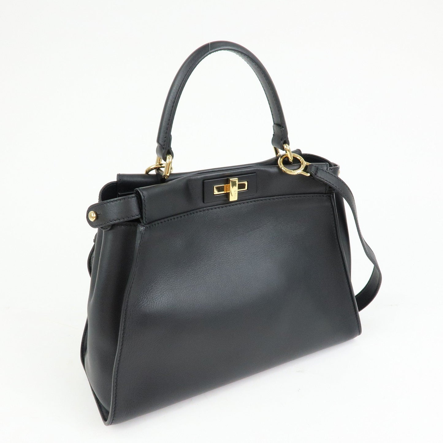 FENDI Peekaoo Calf Leather 2Way Bag Hand Bag Shoulder Bag 8BN290