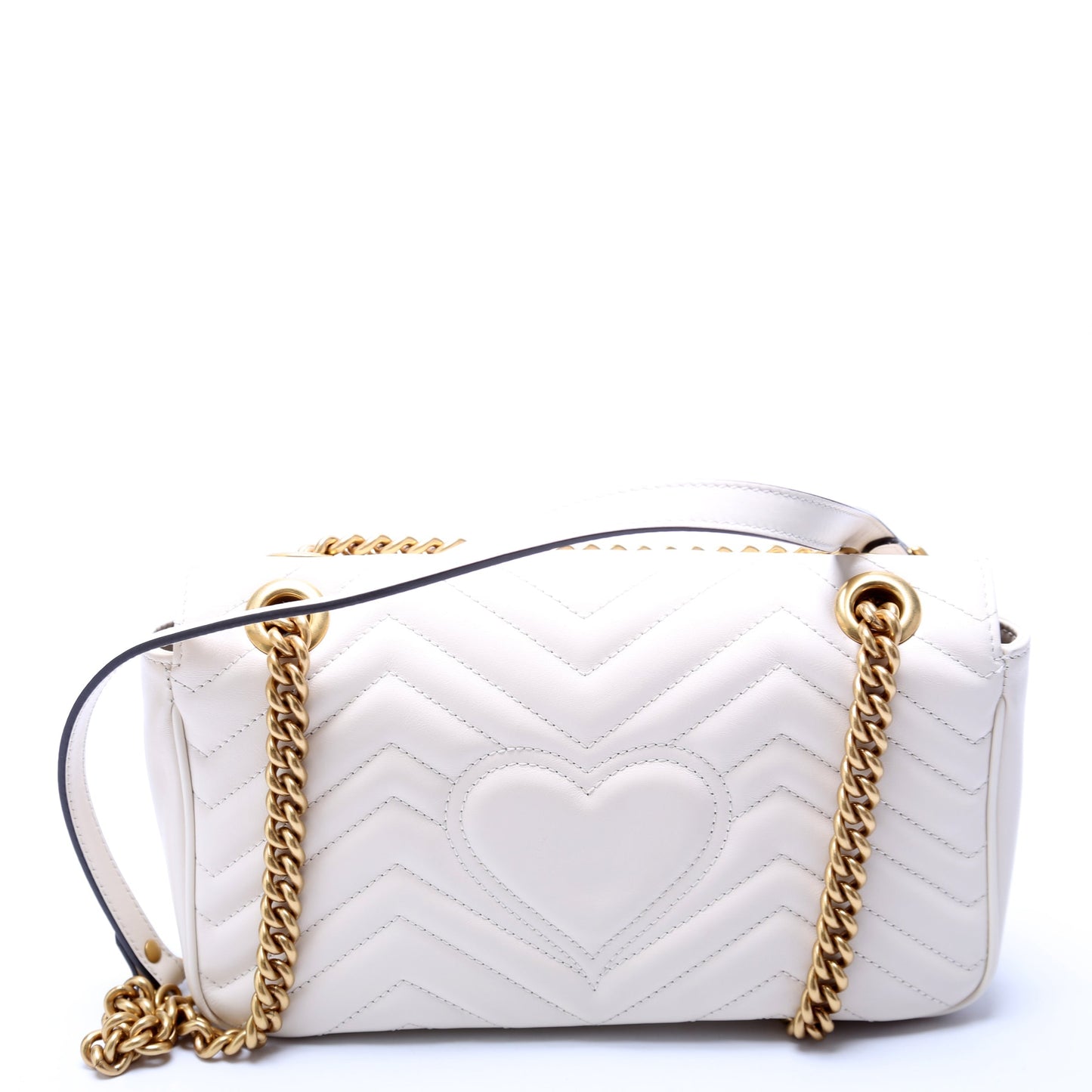 Gucci Marmont Leather Shoulder Small Flap 443497 White Bag