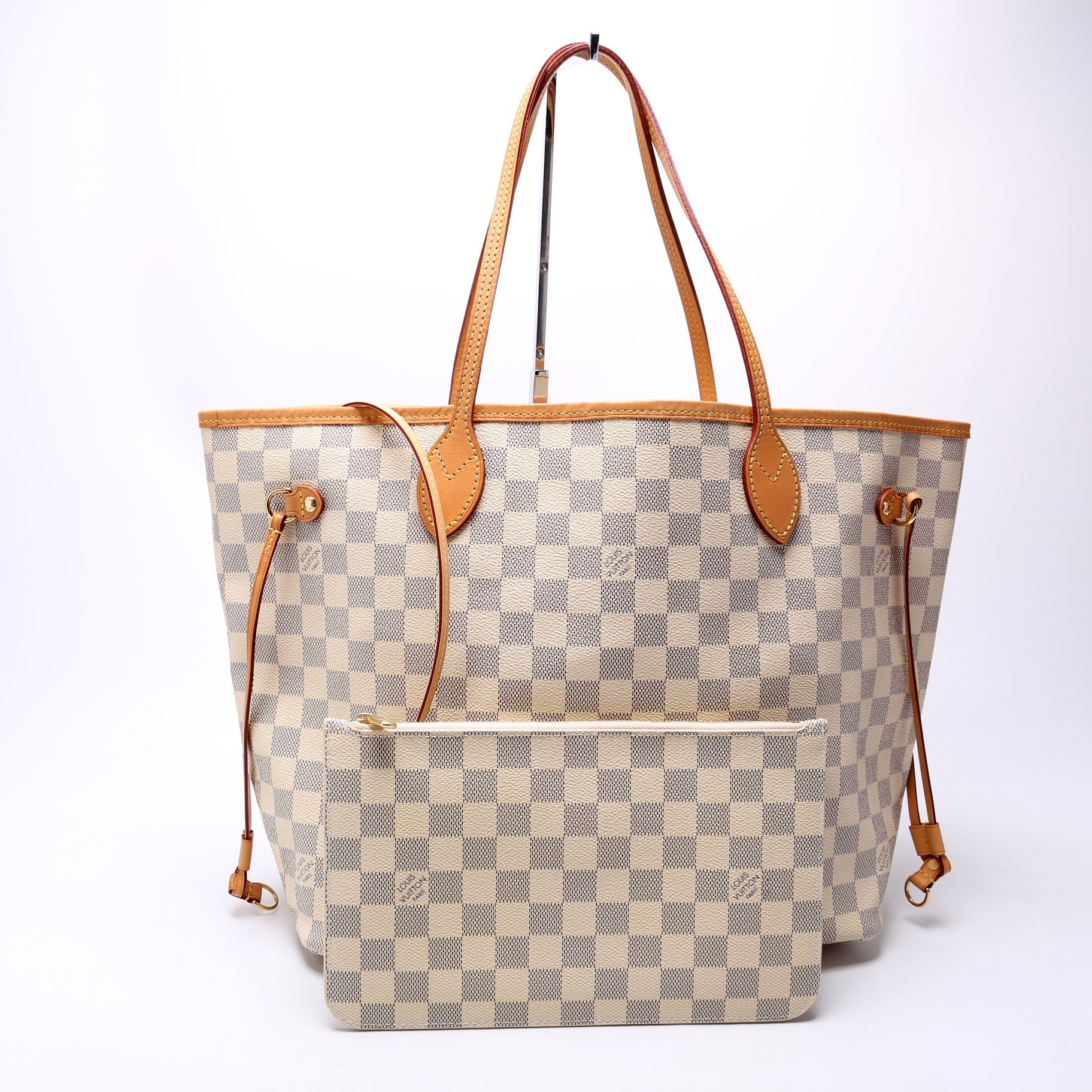 Louis Vuitton Neverfull W/Wallet MM Damier Azur Beige