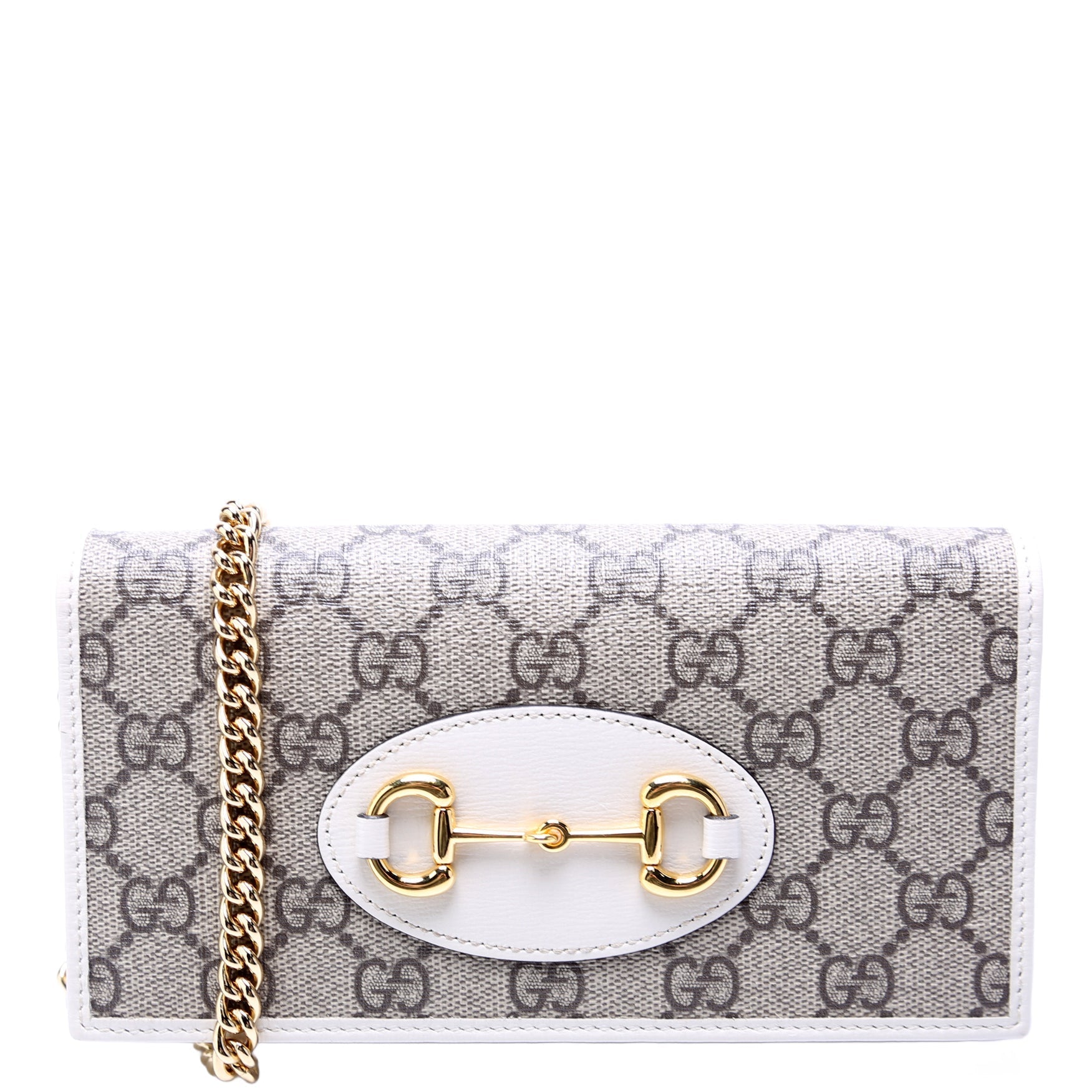 Gucci 621892 Horsebit 1955 Wallet With Chain White Bag