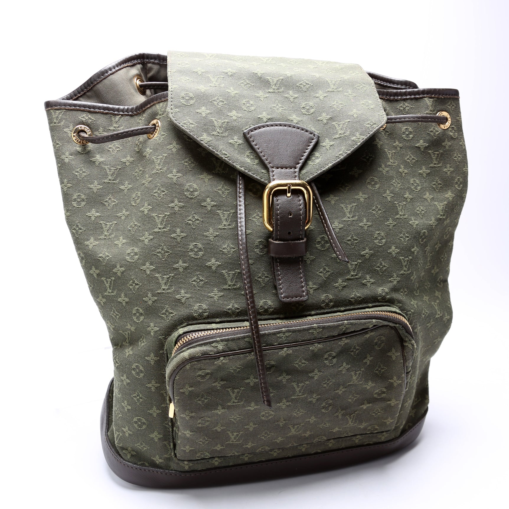 Luxury Women's Handbag | Louis Vuitton Montsouris GM Mini Lin Green