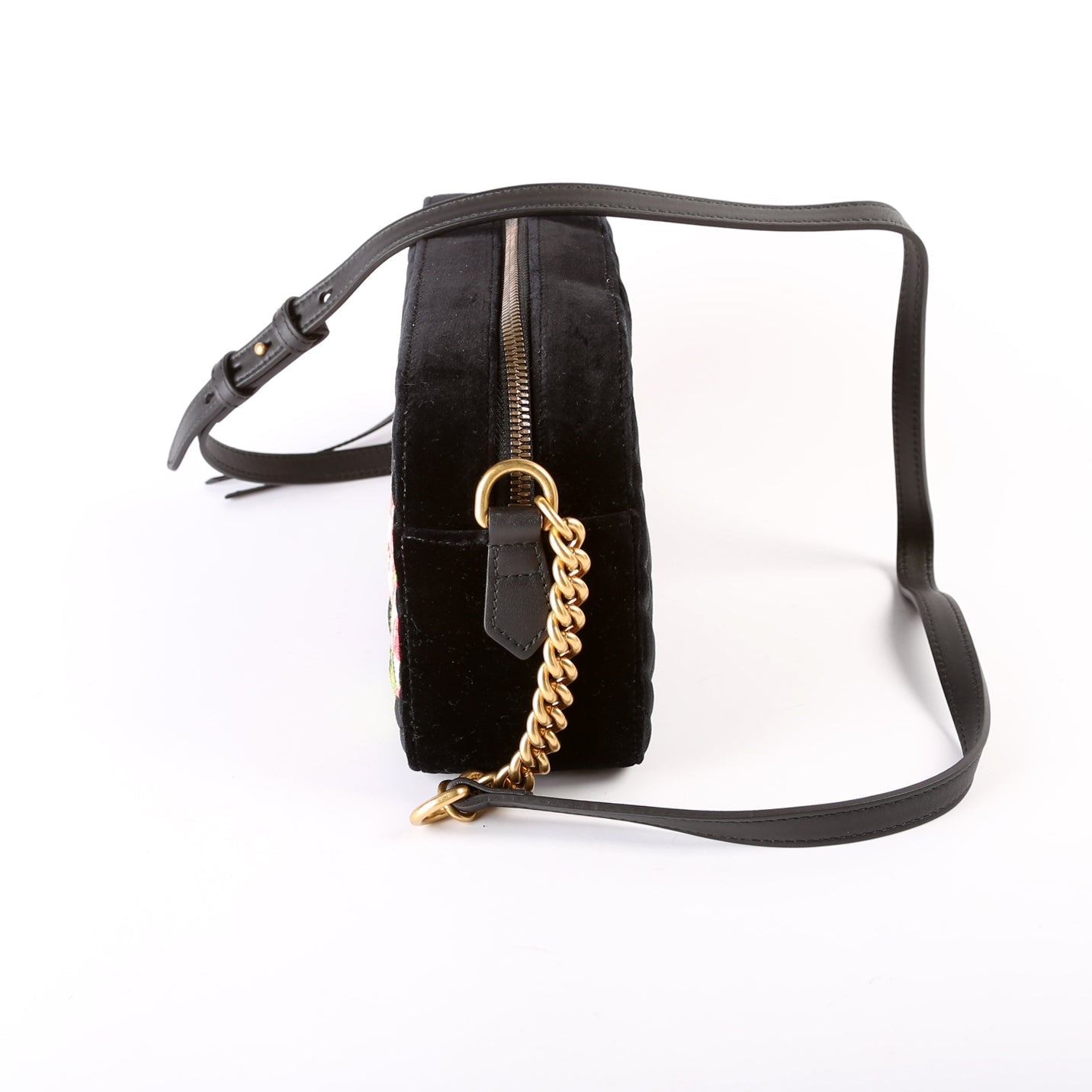Gucci 447632 Marmont Small Velvet Camera Black Bag